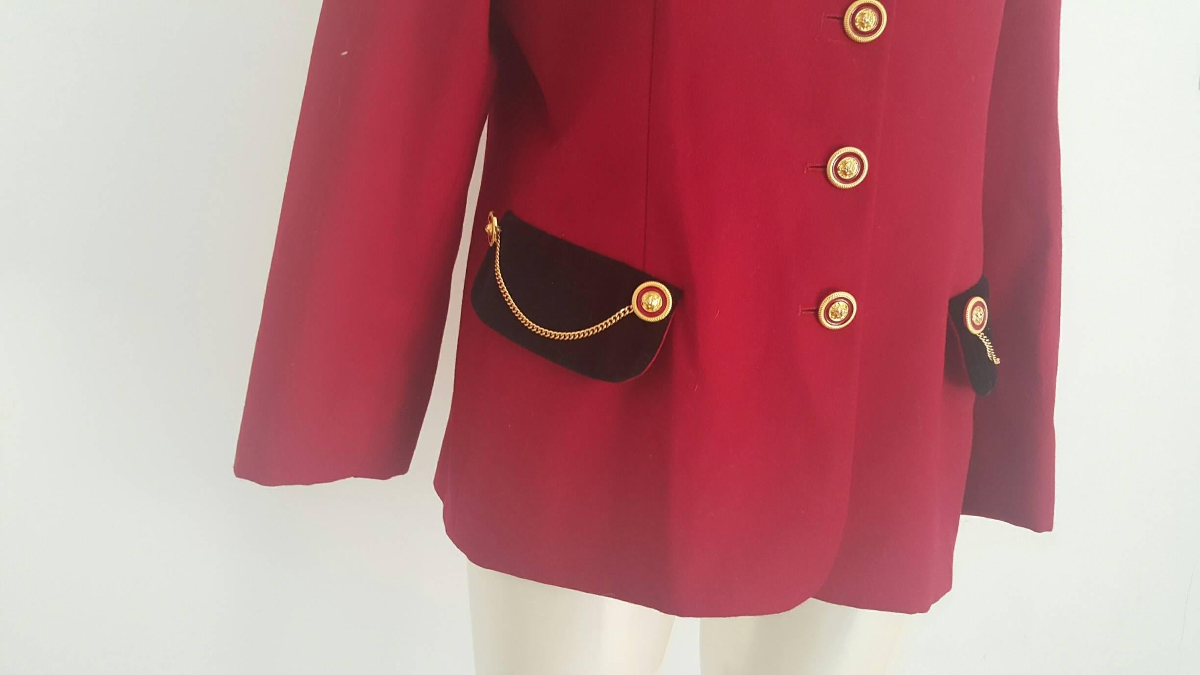 1990s Luisa Spagnoli red wool jacket  in italian size range 48 but it fits smaller
