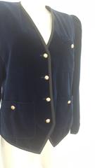 1990s Yves Saint Laurent Rive Gauche blu velvet jacket