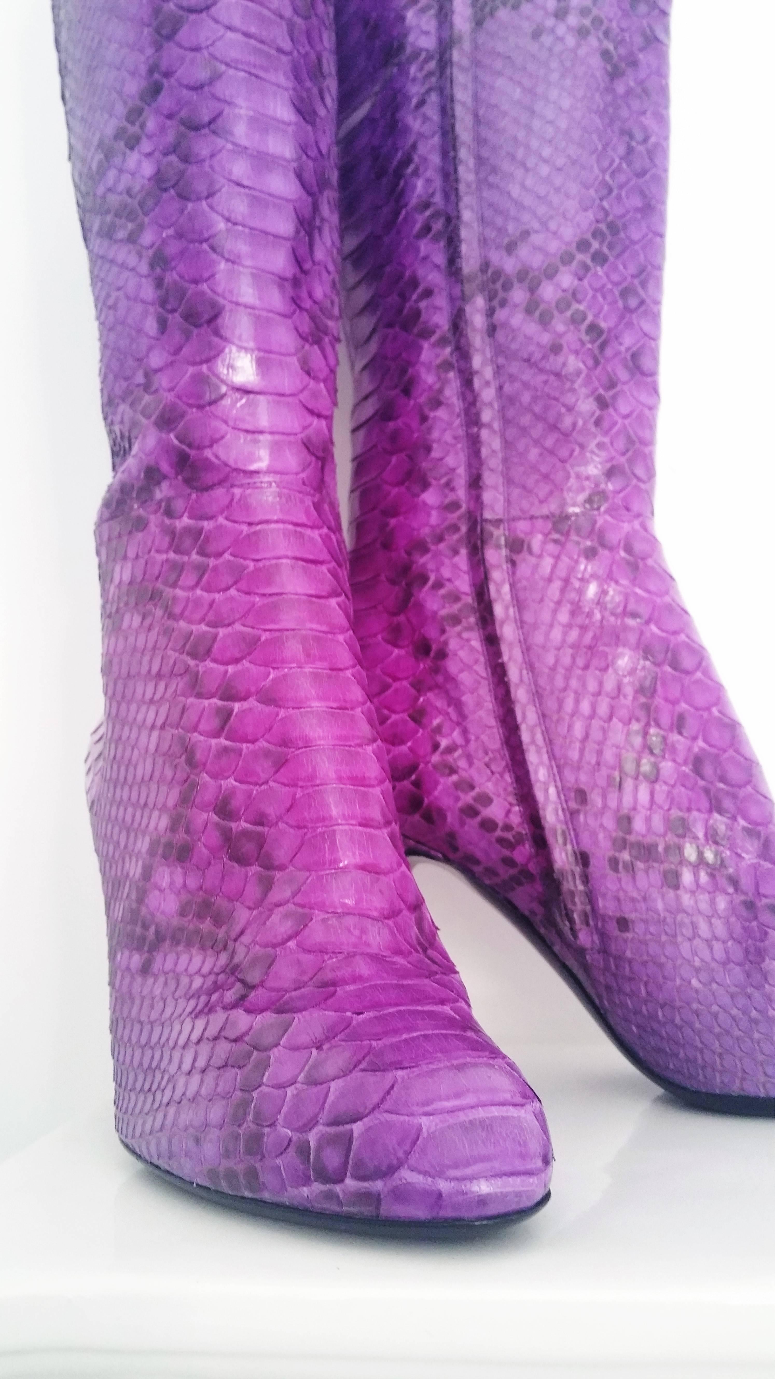 Women's 1990s Sergio Rossi unworn purple python boots