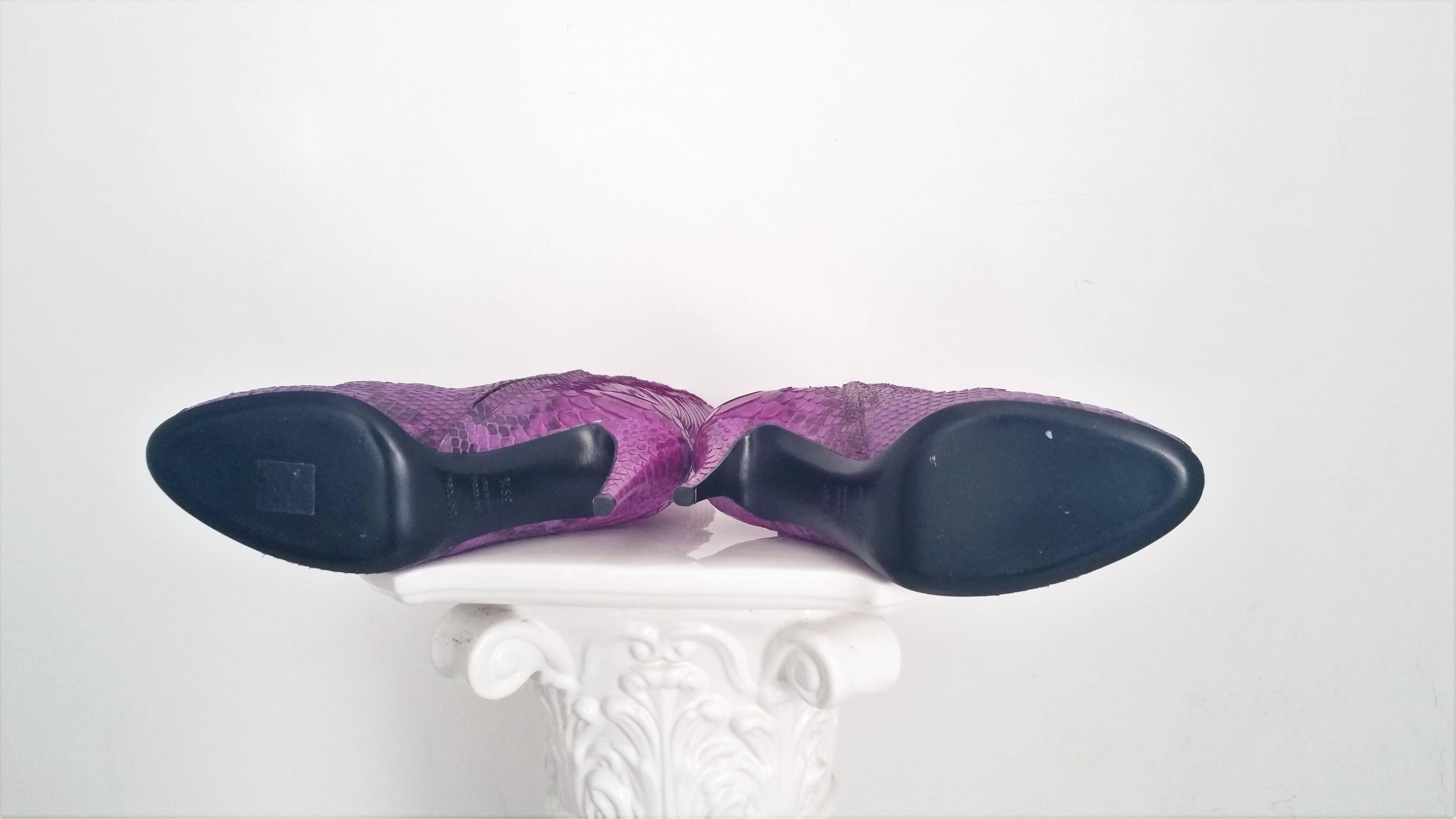 1990s Sergio Rossi unworn purple python boots 2