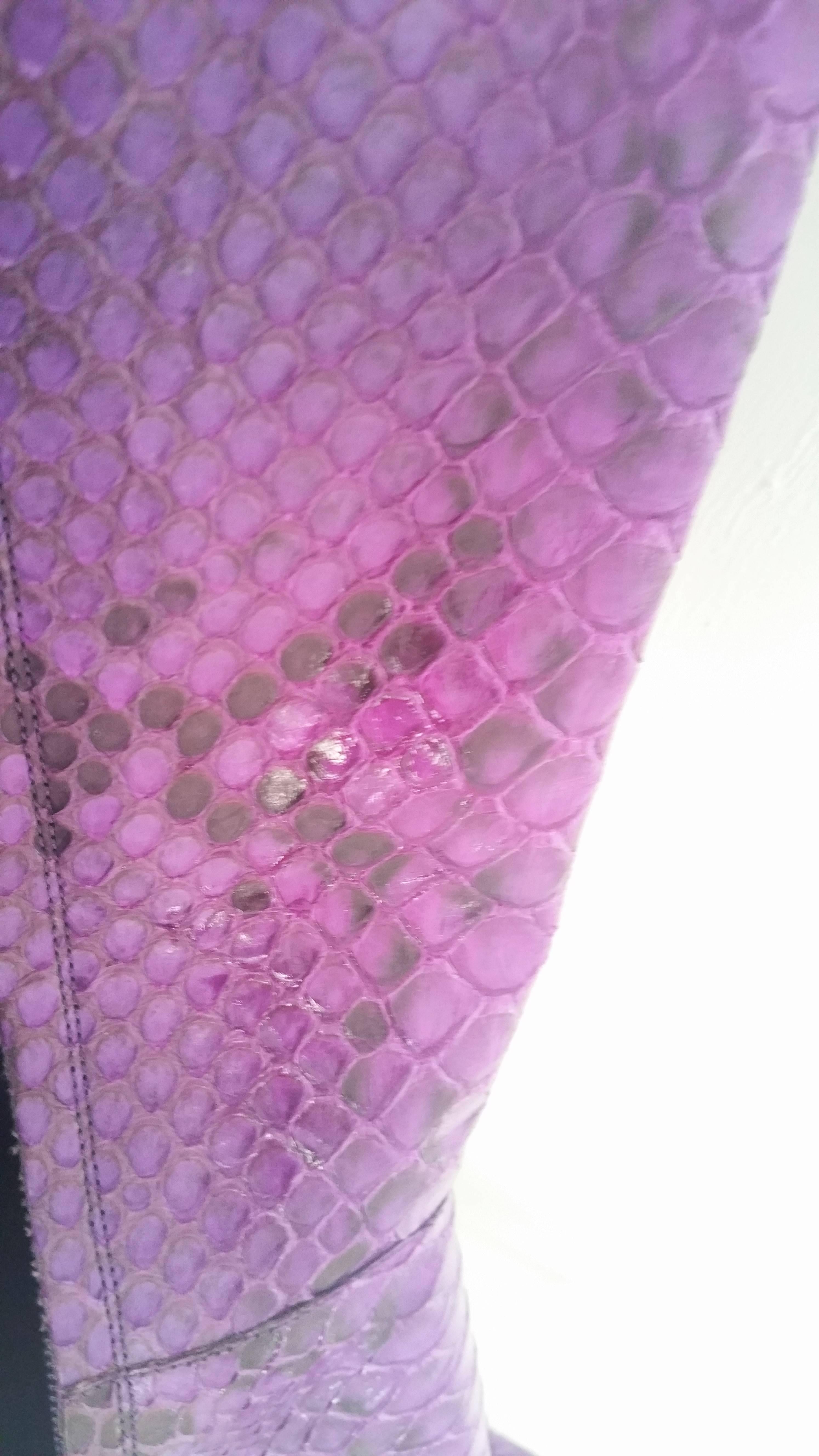 1990s Sergio Rossi unworn purple python boots 4
