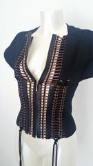 2000s Gucci by Tom Ford black Jacket/Bustier en cuir œuvre d'art