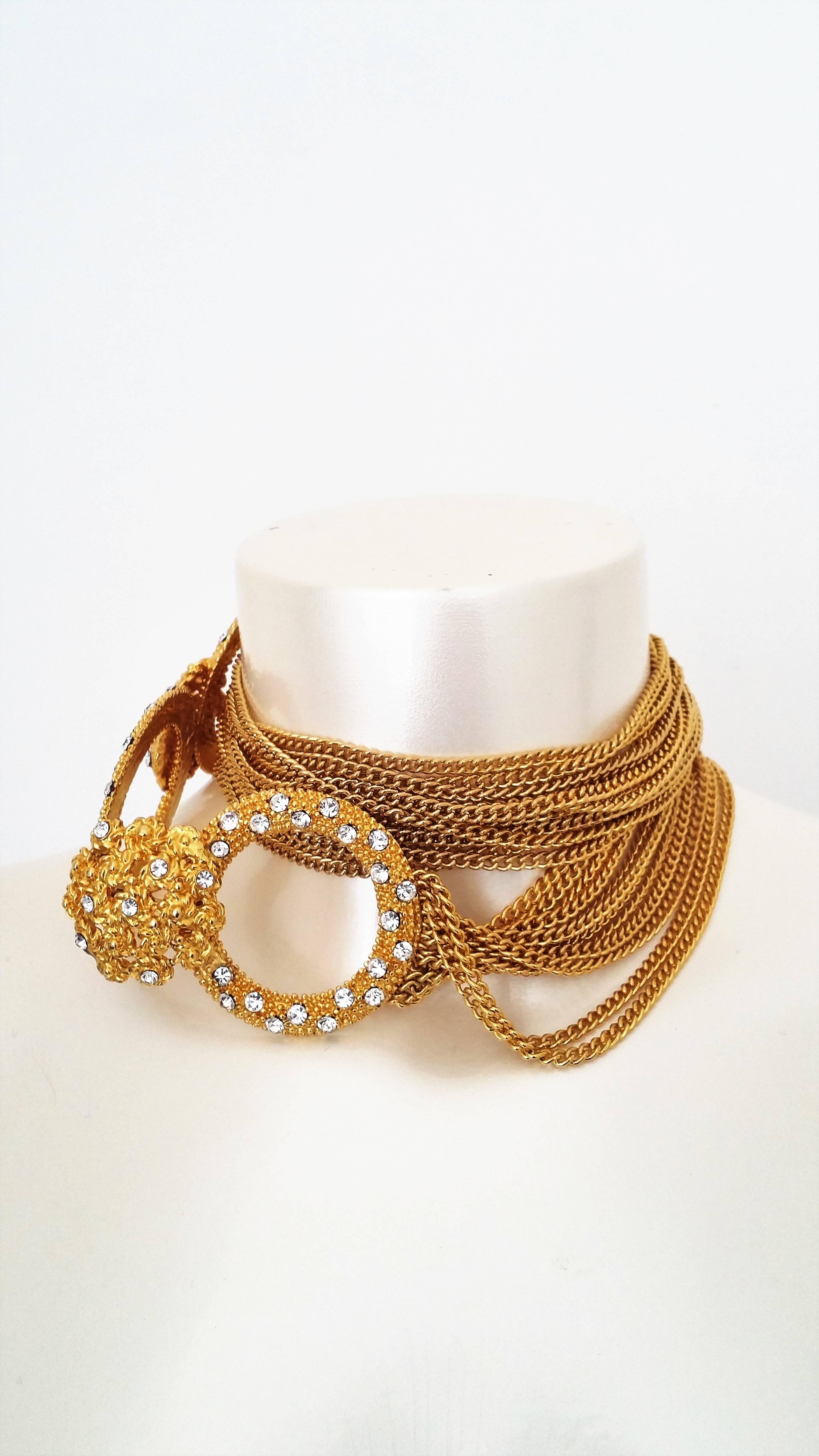 Brown 1960s multichain belt / necklace 