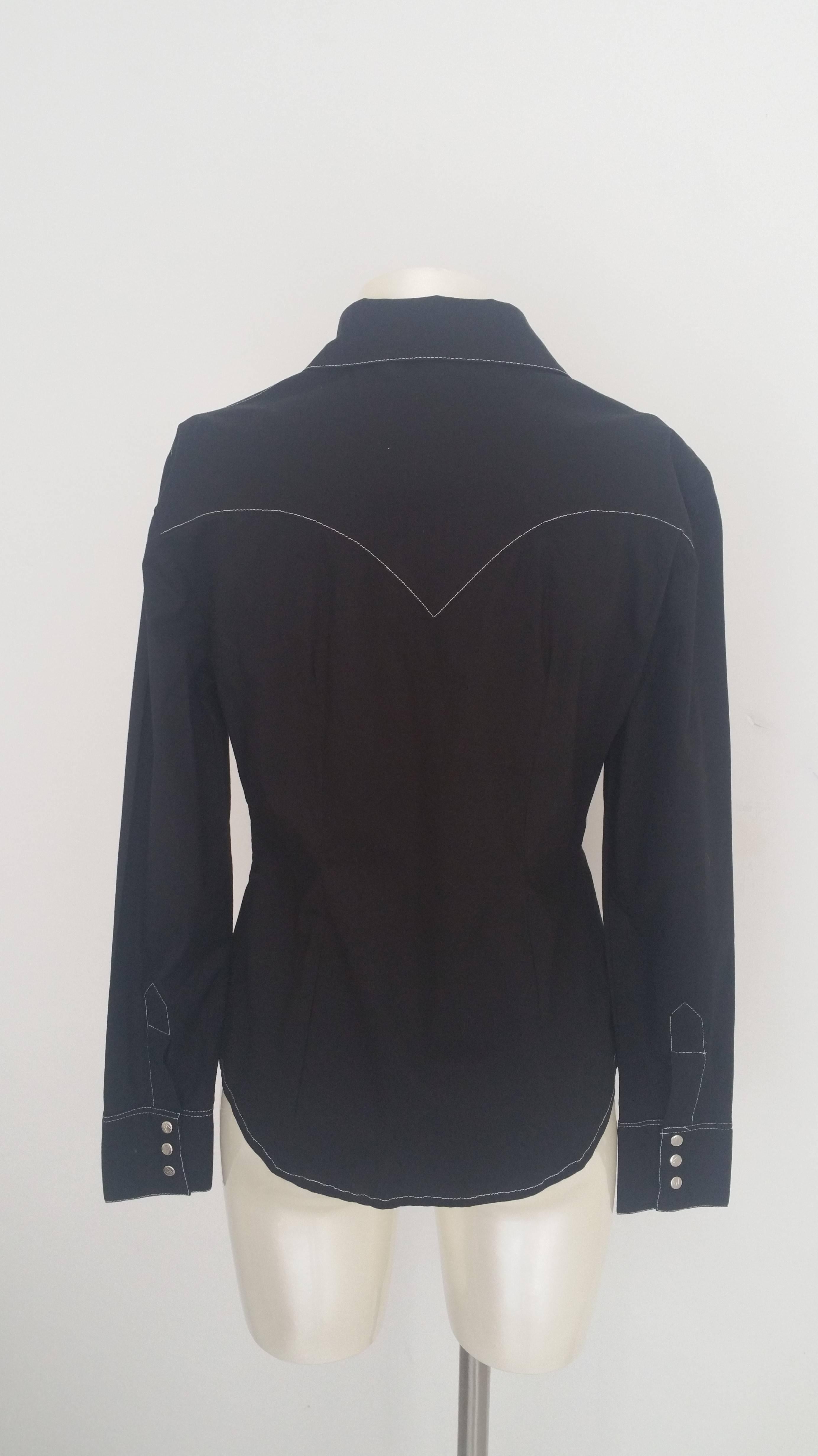 Women's 1990s Claude Montana black shirt 