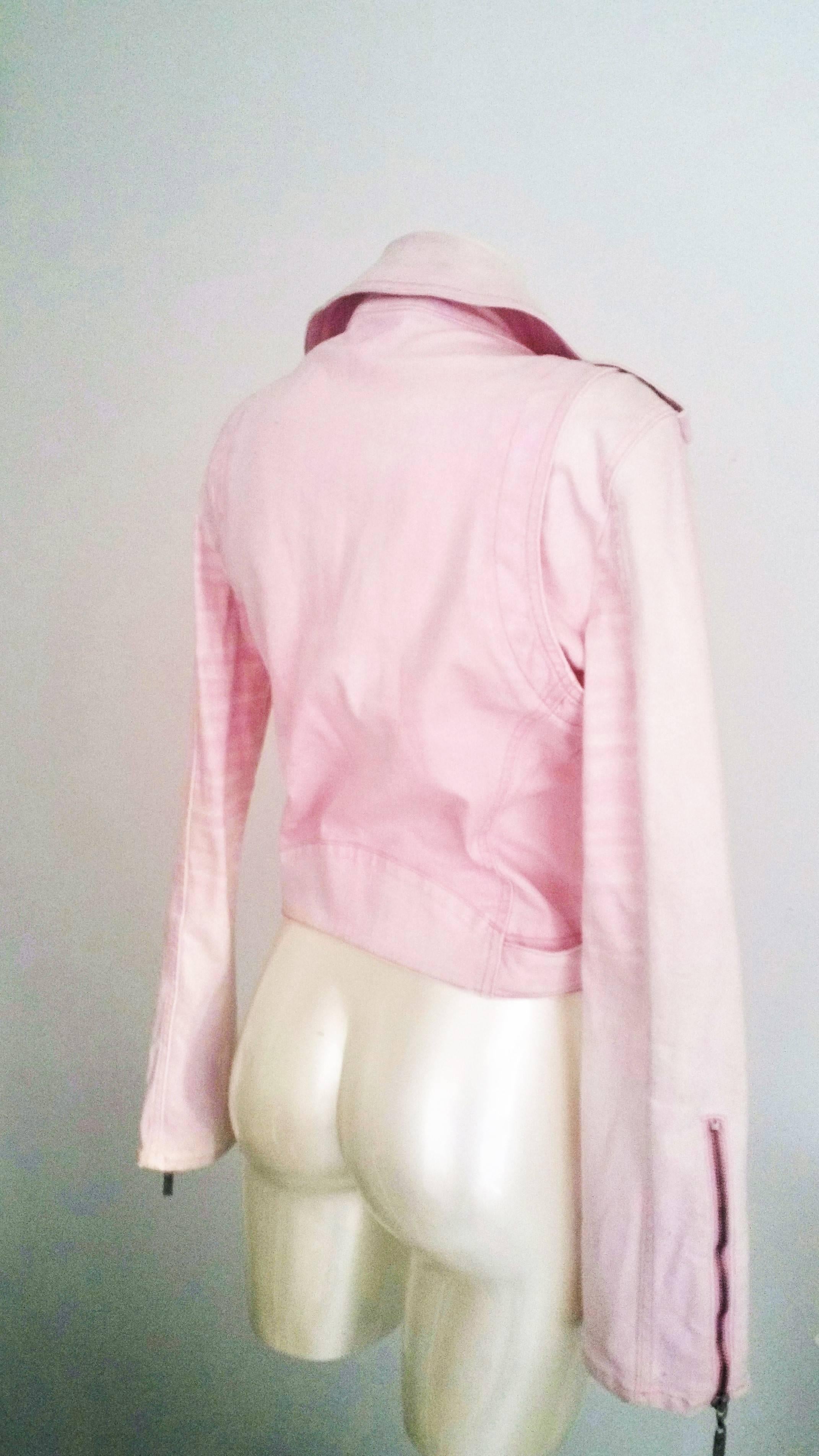 1990s Roberto Cavalli pink denim jacket In Excellent Condition In Capri, IT