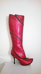 1990s Alexander McQueen unworn red vernish boots