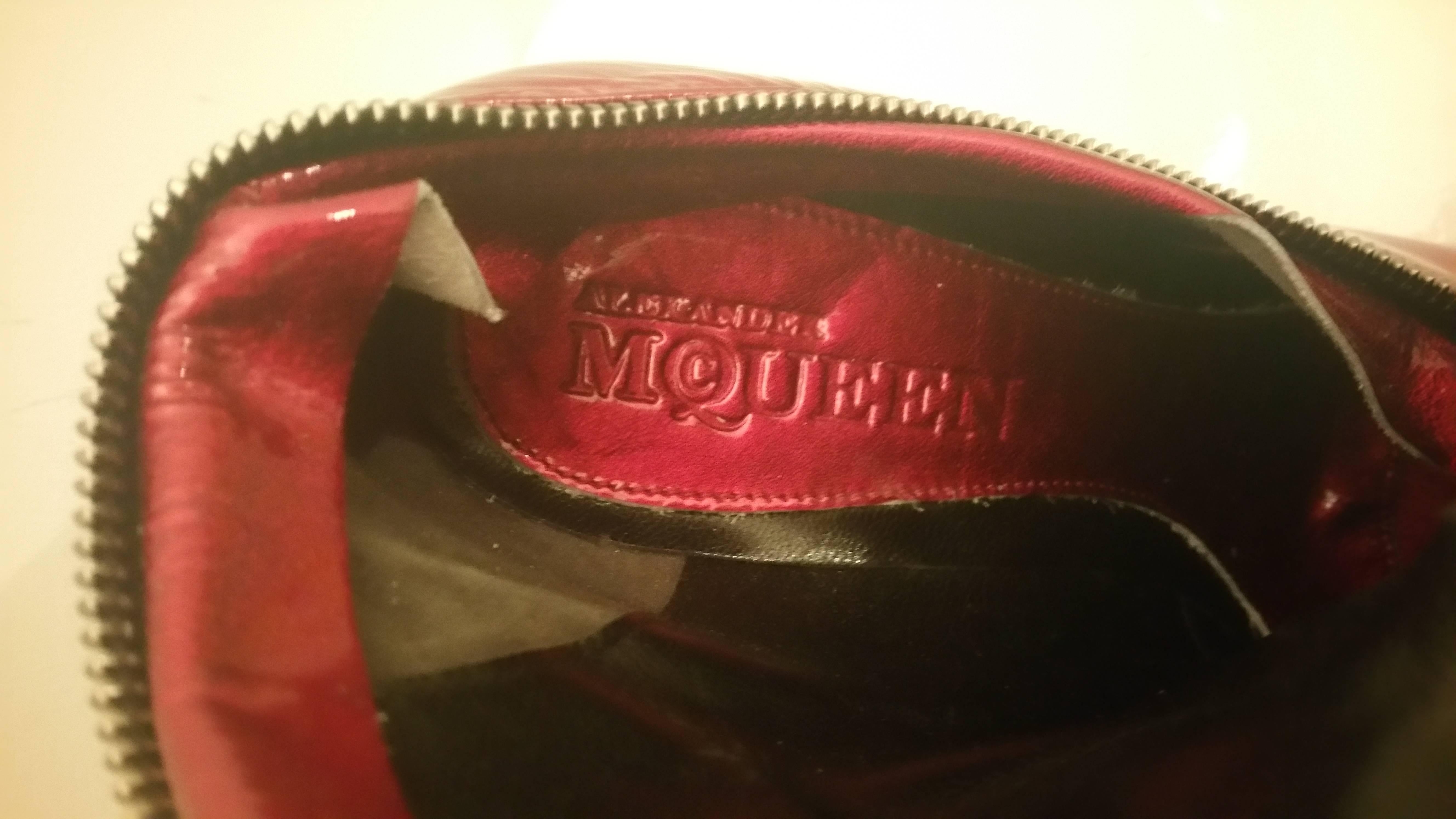 Women's 1990s Alexander McQueen unworn red vernish boots 