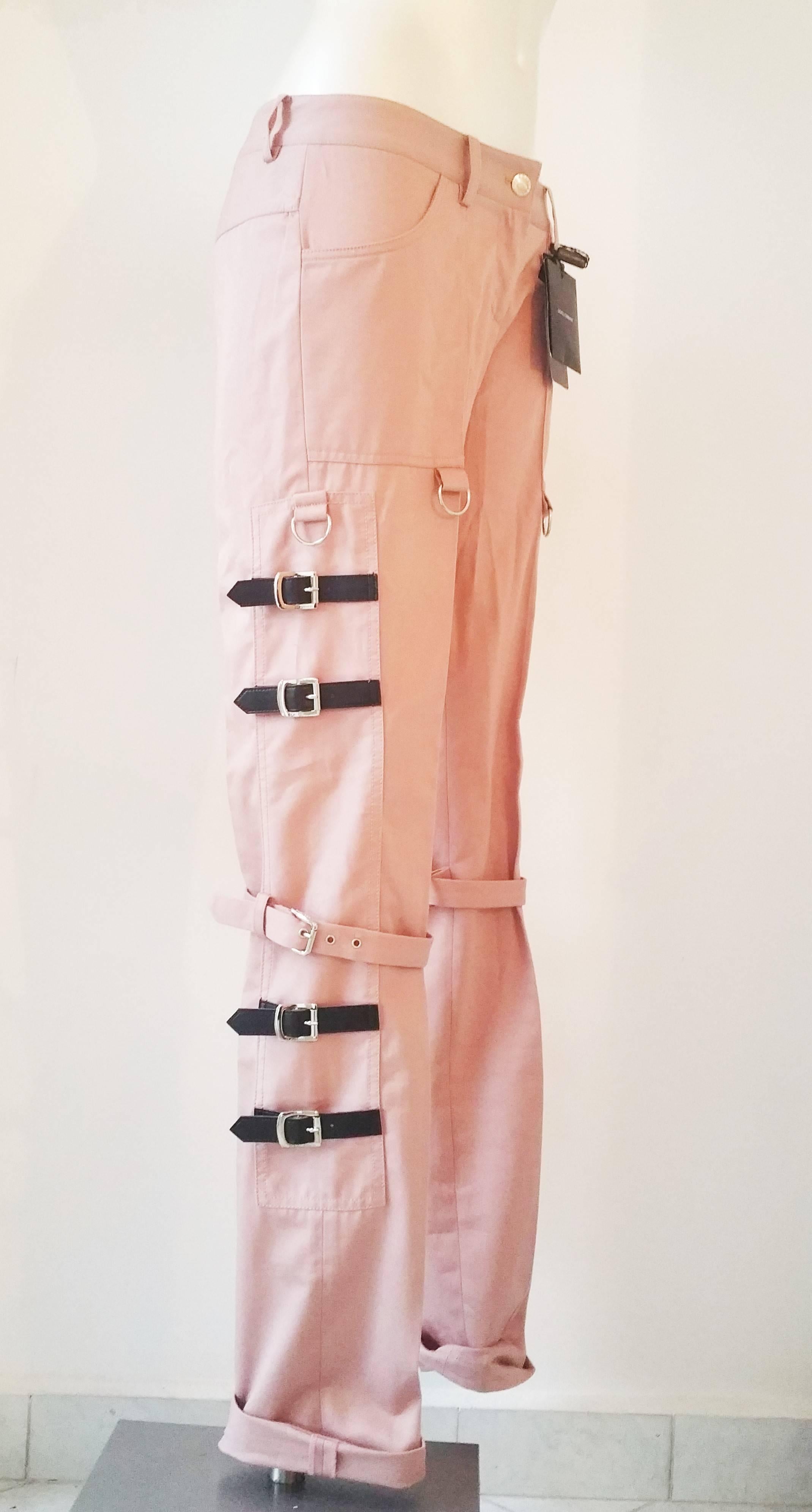 Brown 2000s Dolce & Gabbana pink pants with straps NWOT