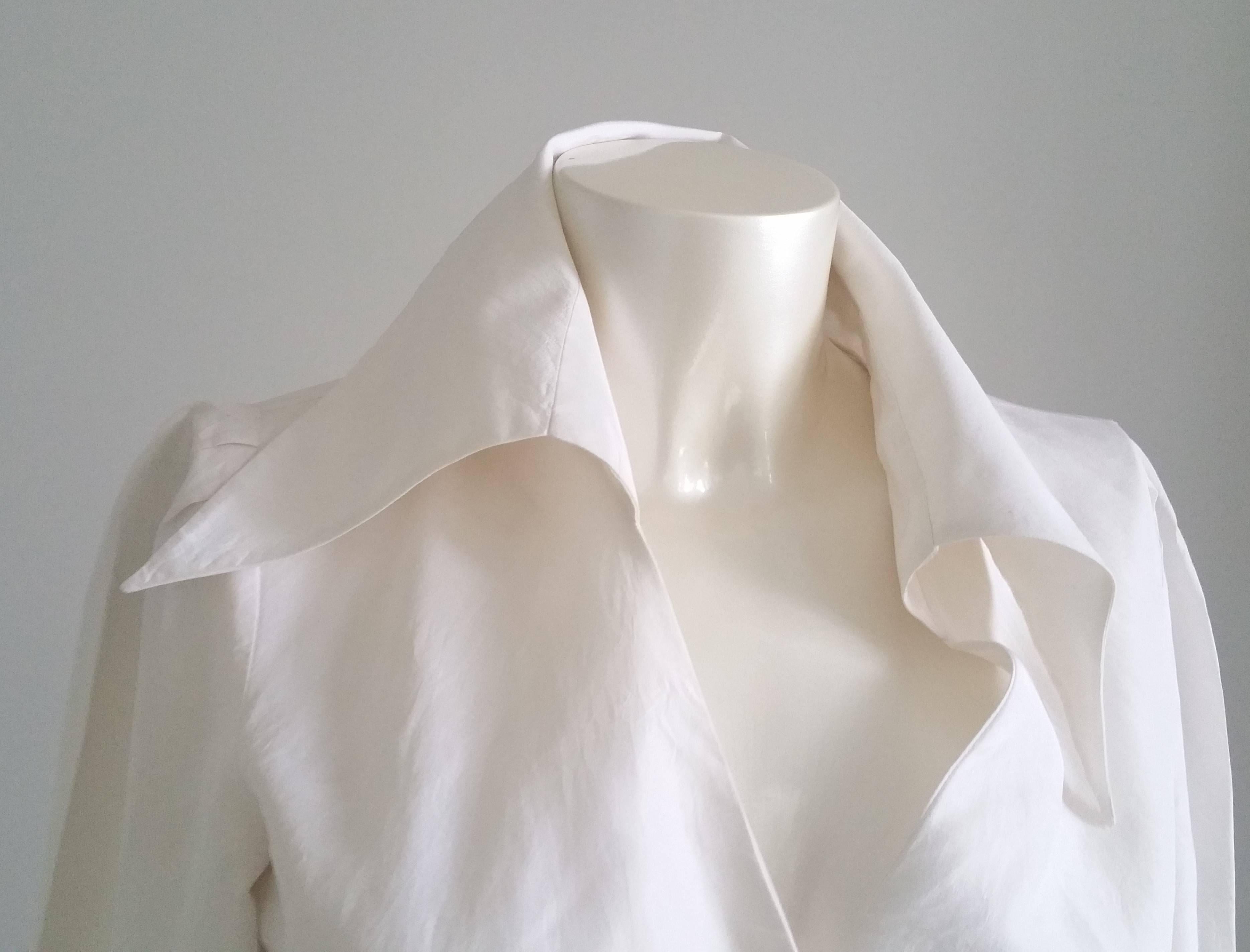 Women's 1990s Luis Spagnoli cream silk shirt 