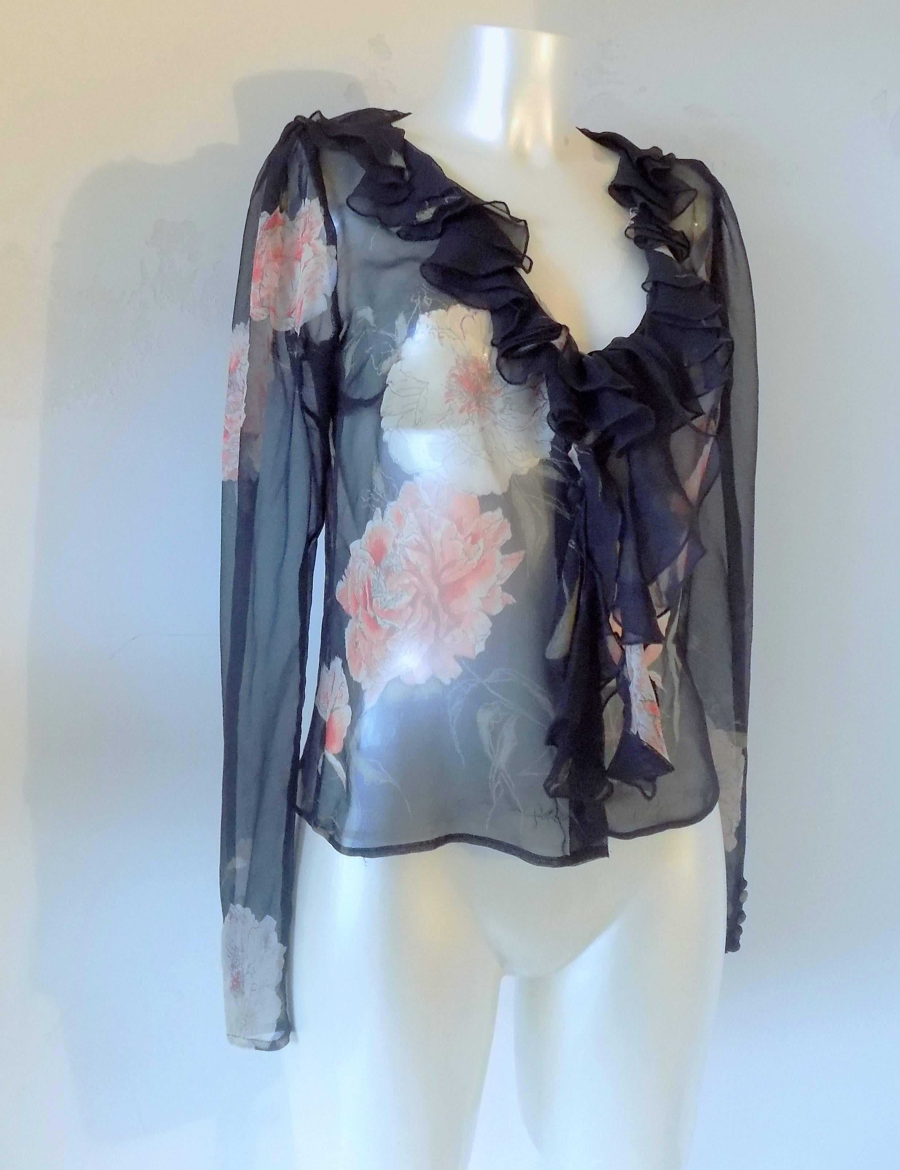 1990s Blumarine see thruogh flowers blouse  In Excellent Condition In Capri, IT