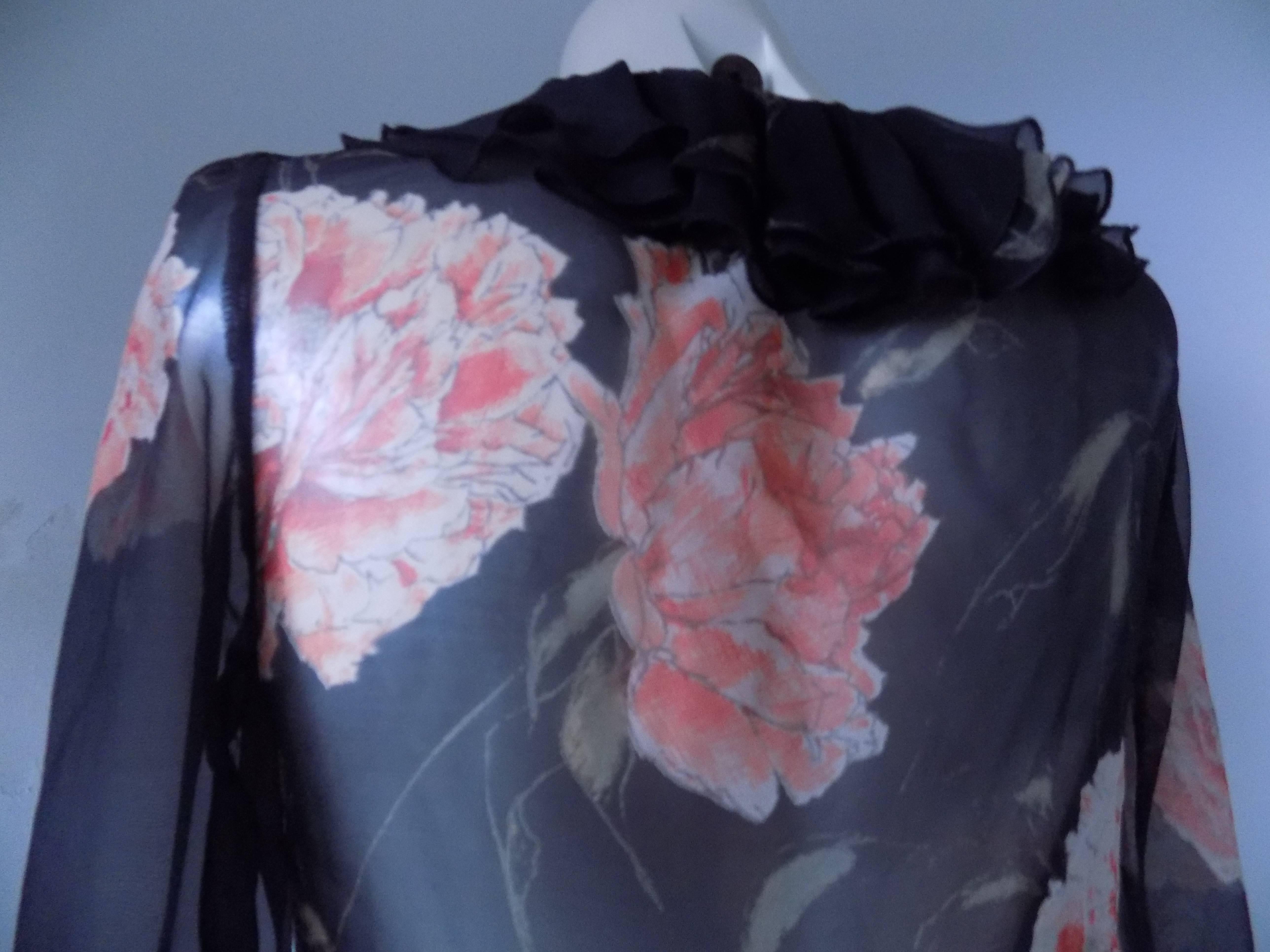 1990s Blumarine see thruogh flowers blouse  2