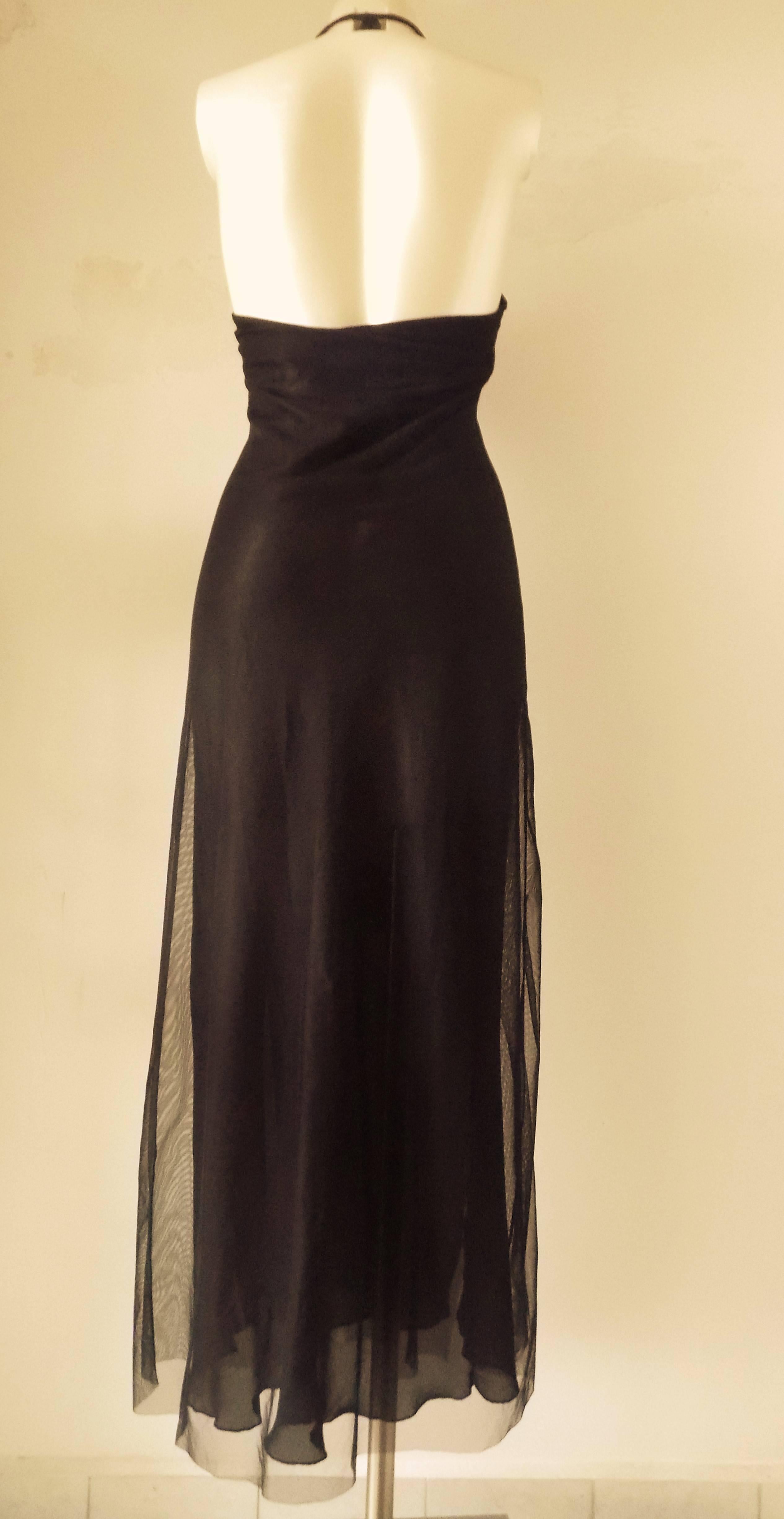 Women's 1990s Versace Jeans Couture Black long dress with flowers 