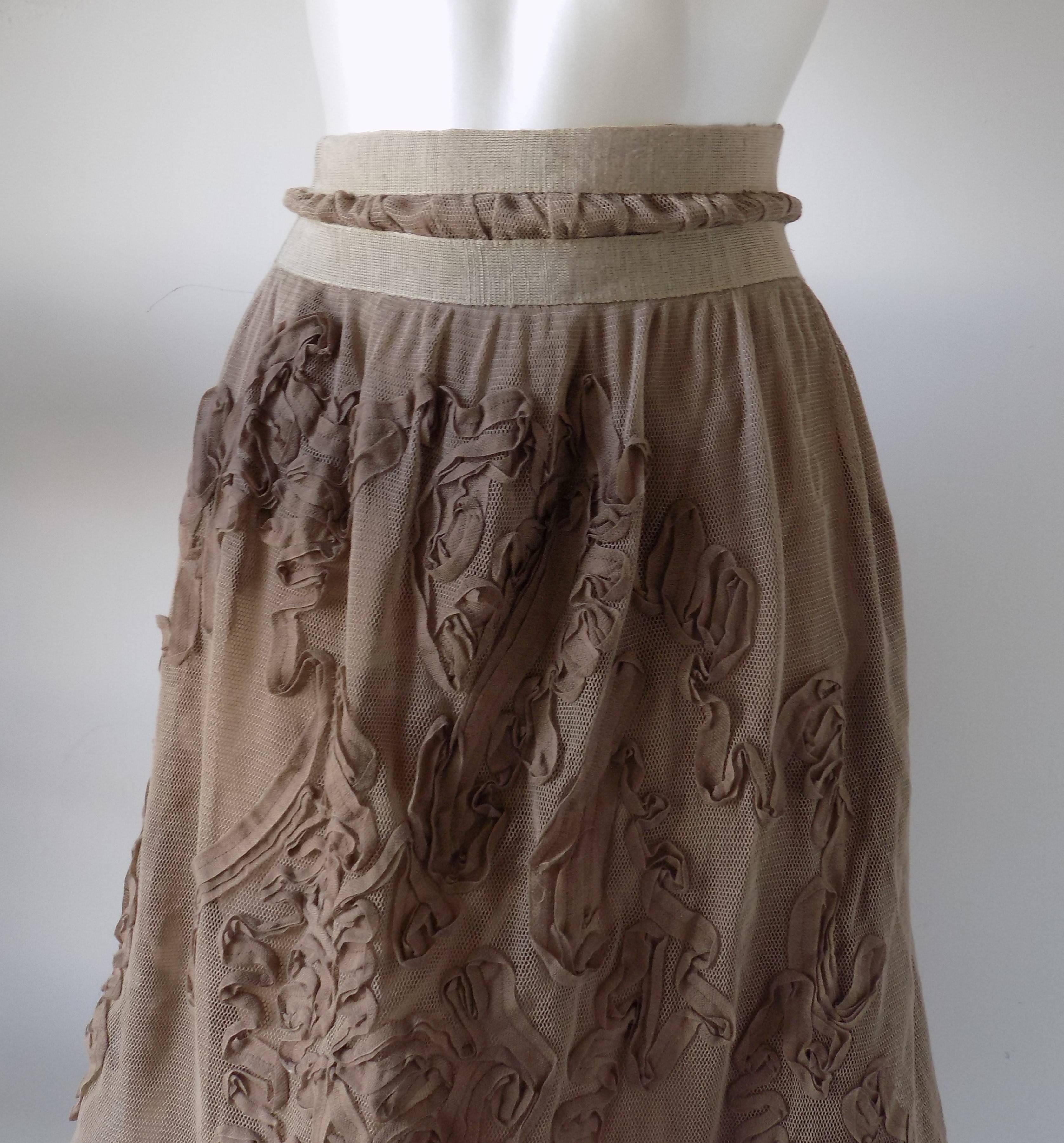 Brown 1980s Philosophy by Alberta Ferretti light brown / nude skirt NWOT For Sale