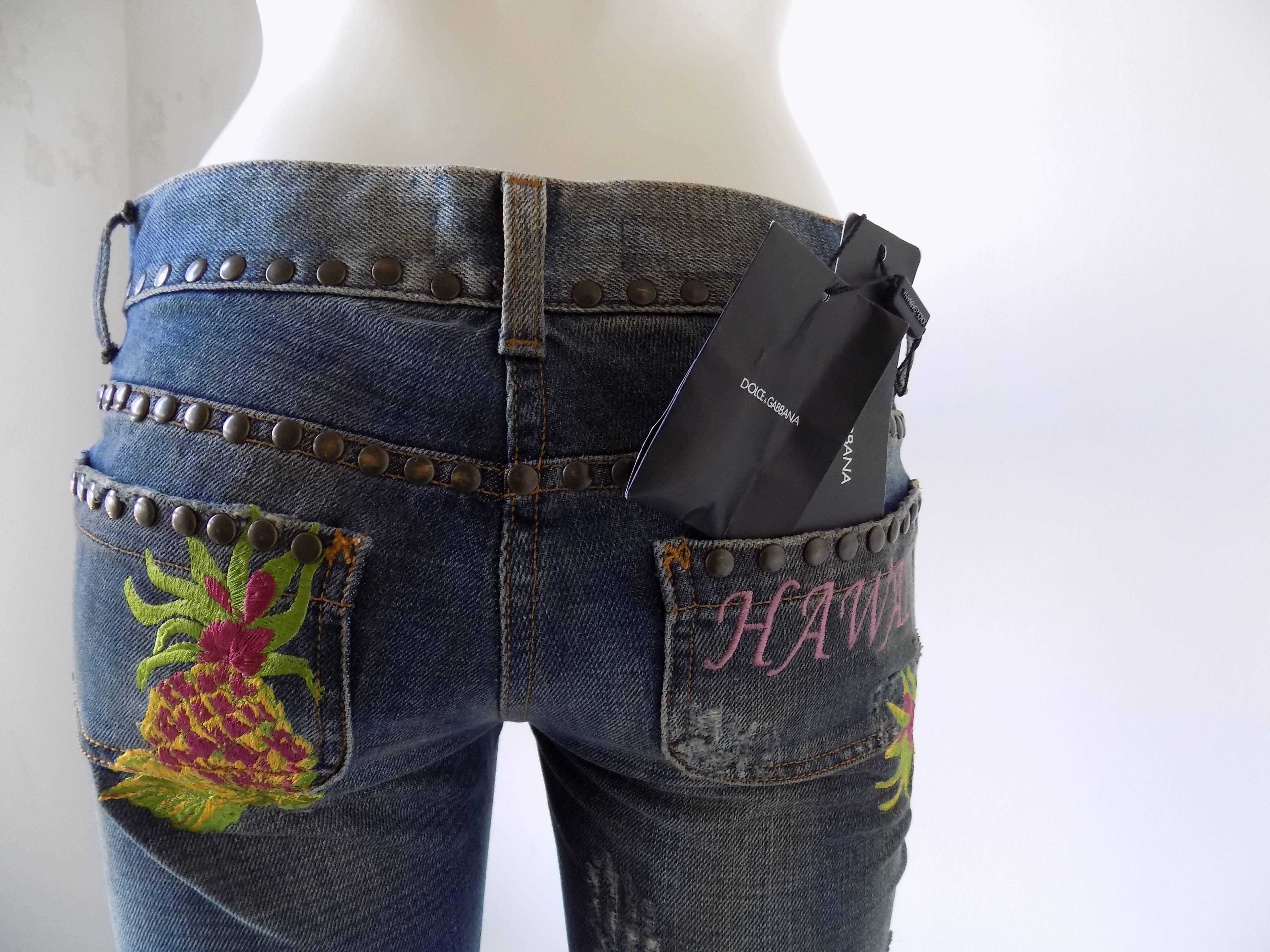 1990er Dolce & Gabbana Hawaii Denim Jeans NWOT 1