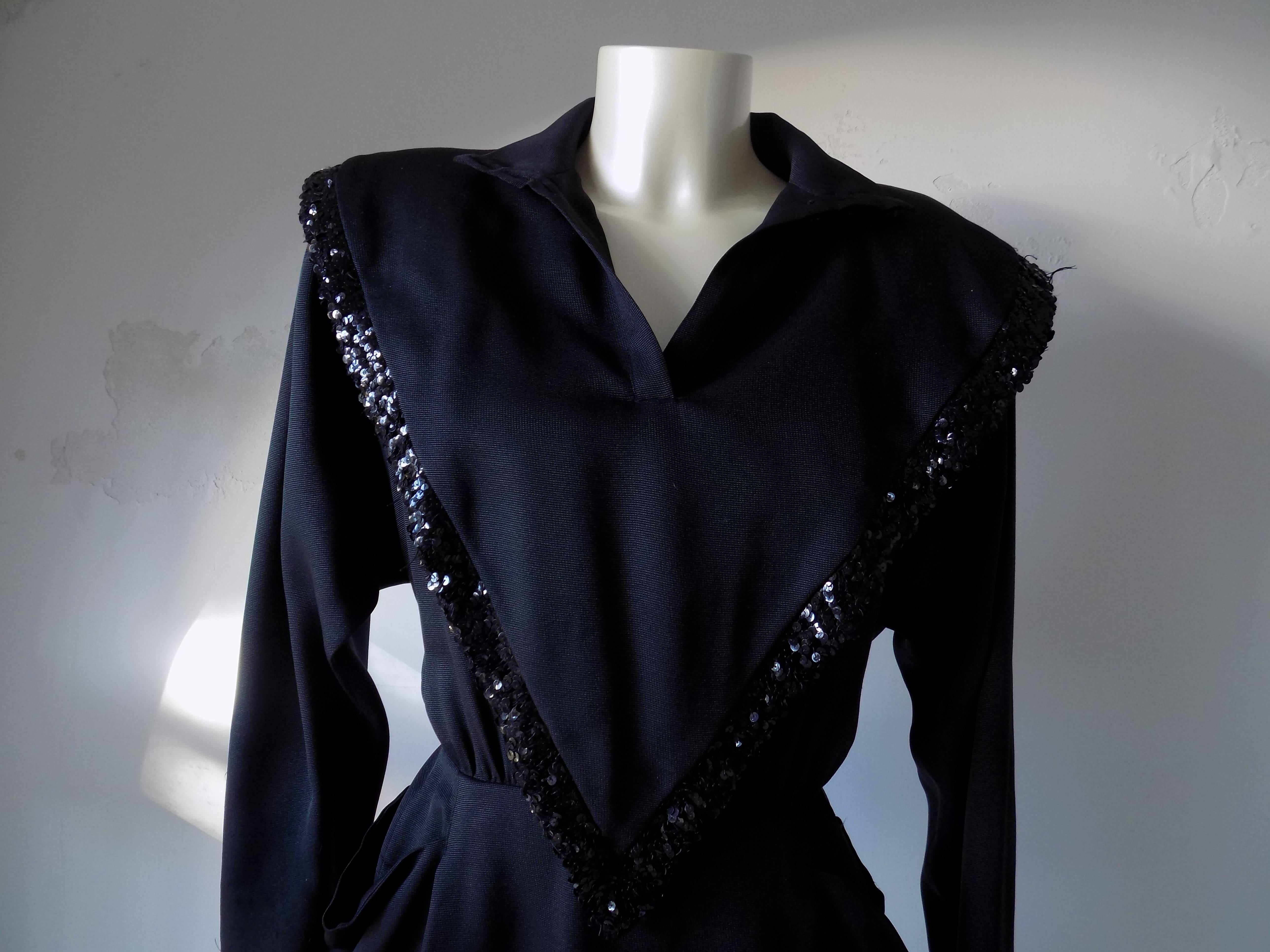 Mariella Burani - Robe longue noire des années 1970  en vente 1