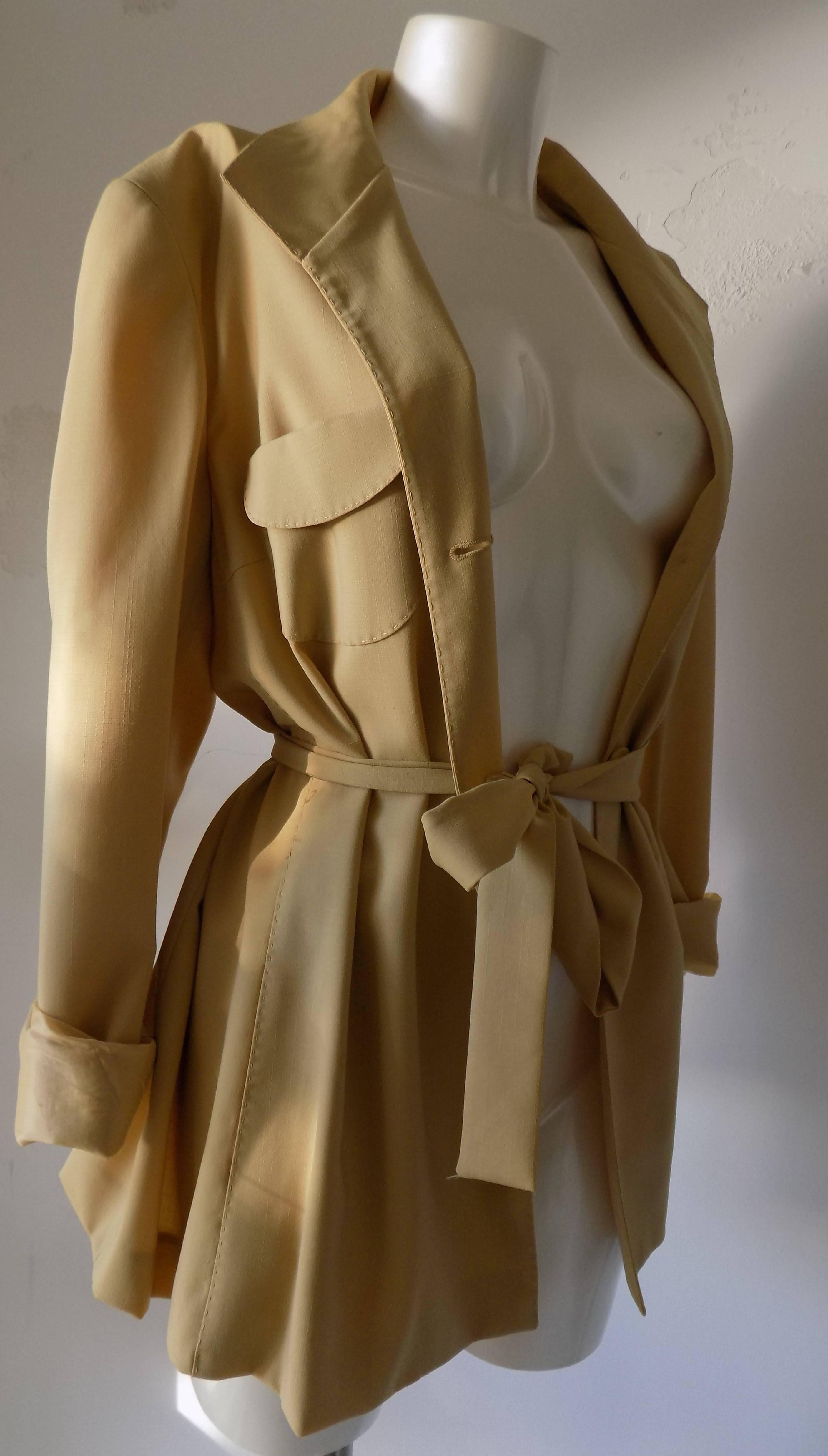 Women's 1980s Genny by Gianni Versace light brown wool jacket For Sale