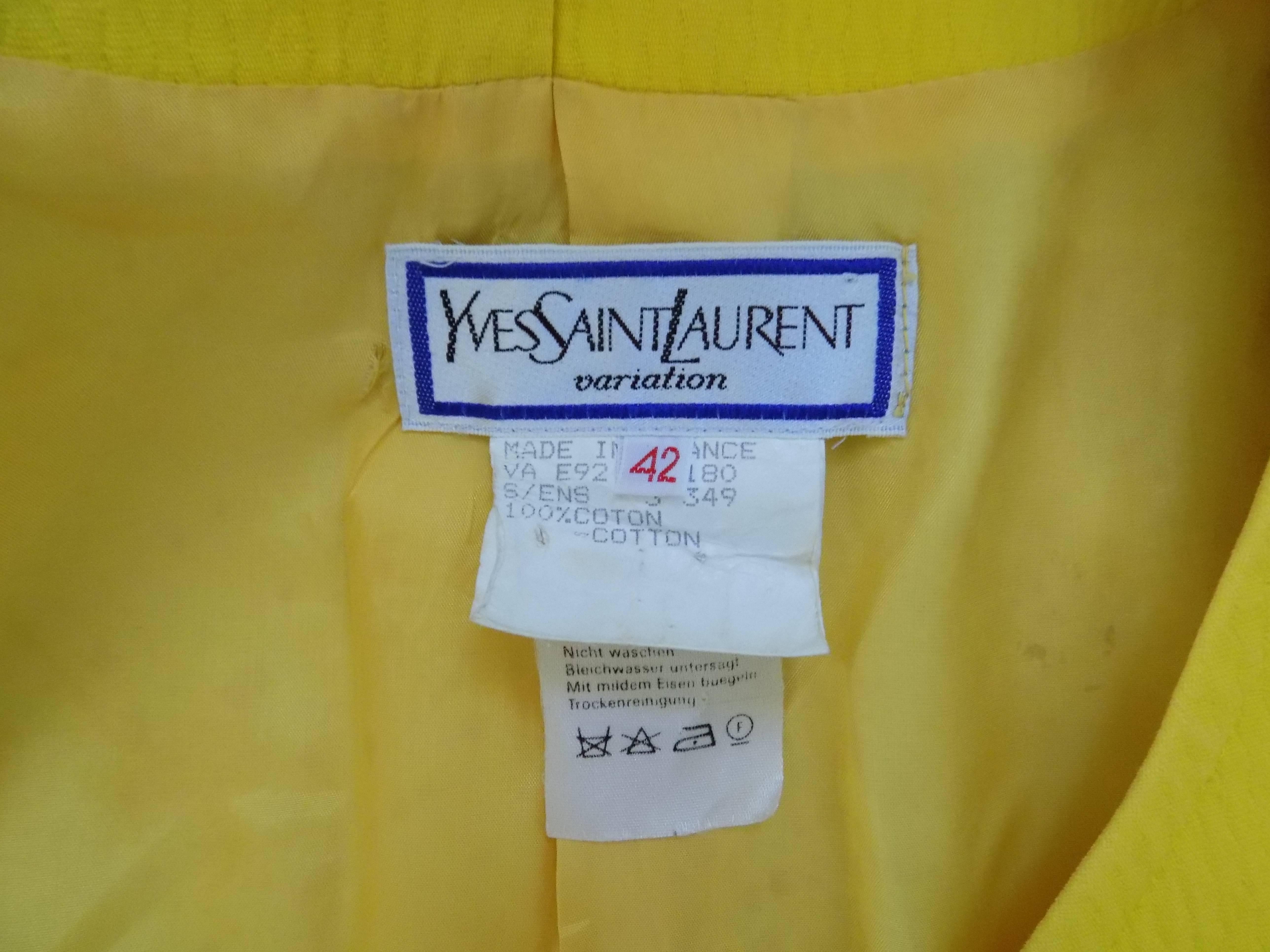 1970s Yves Saint Laurent Yellow Suit 1