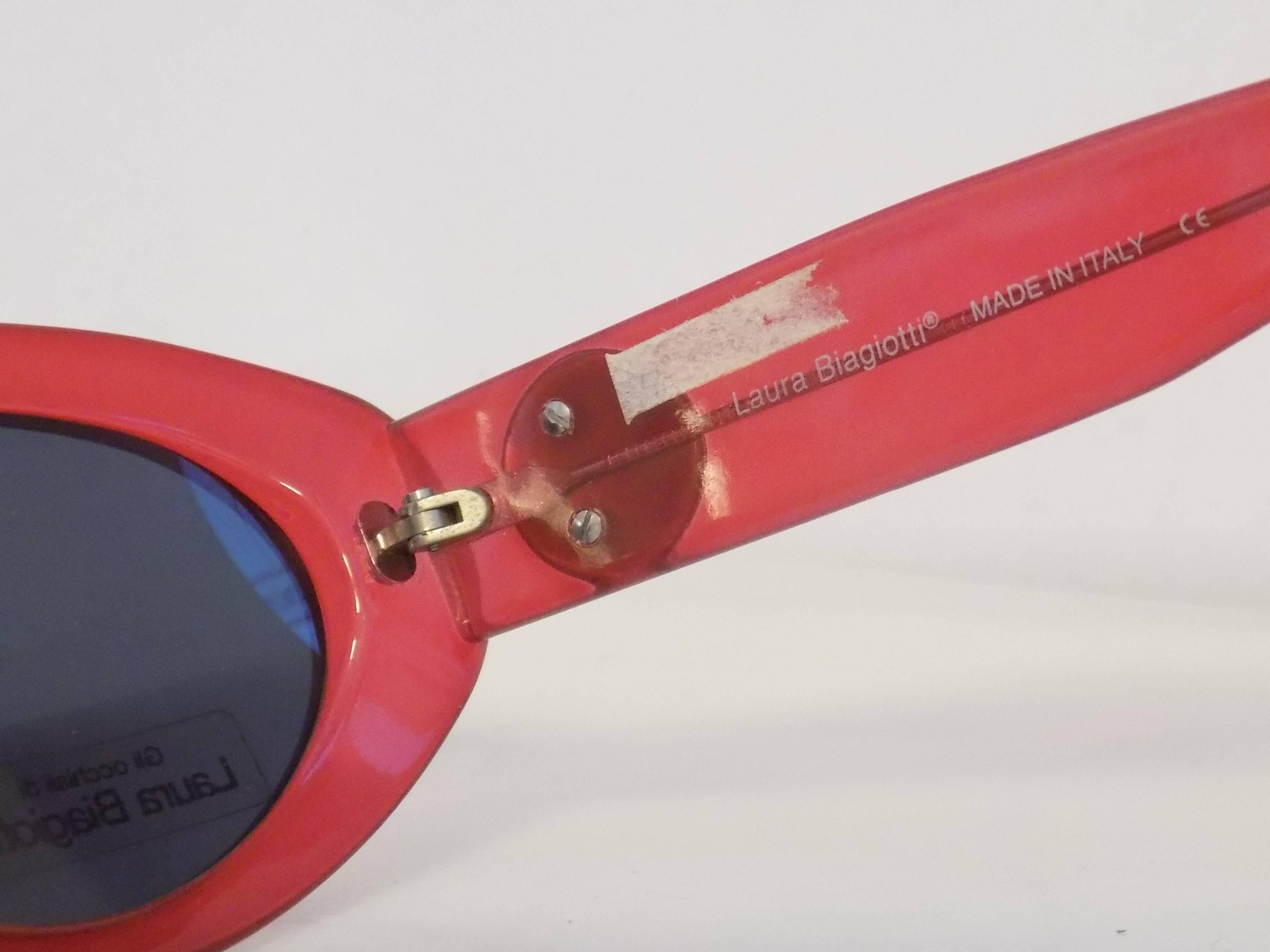 Women's or Men's 1980s Laura Biagiotti red sunglasses