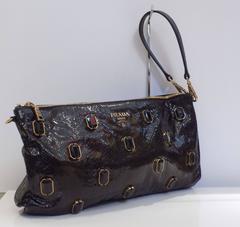 Prada Jewel Embellished Snakeskin Black Bag