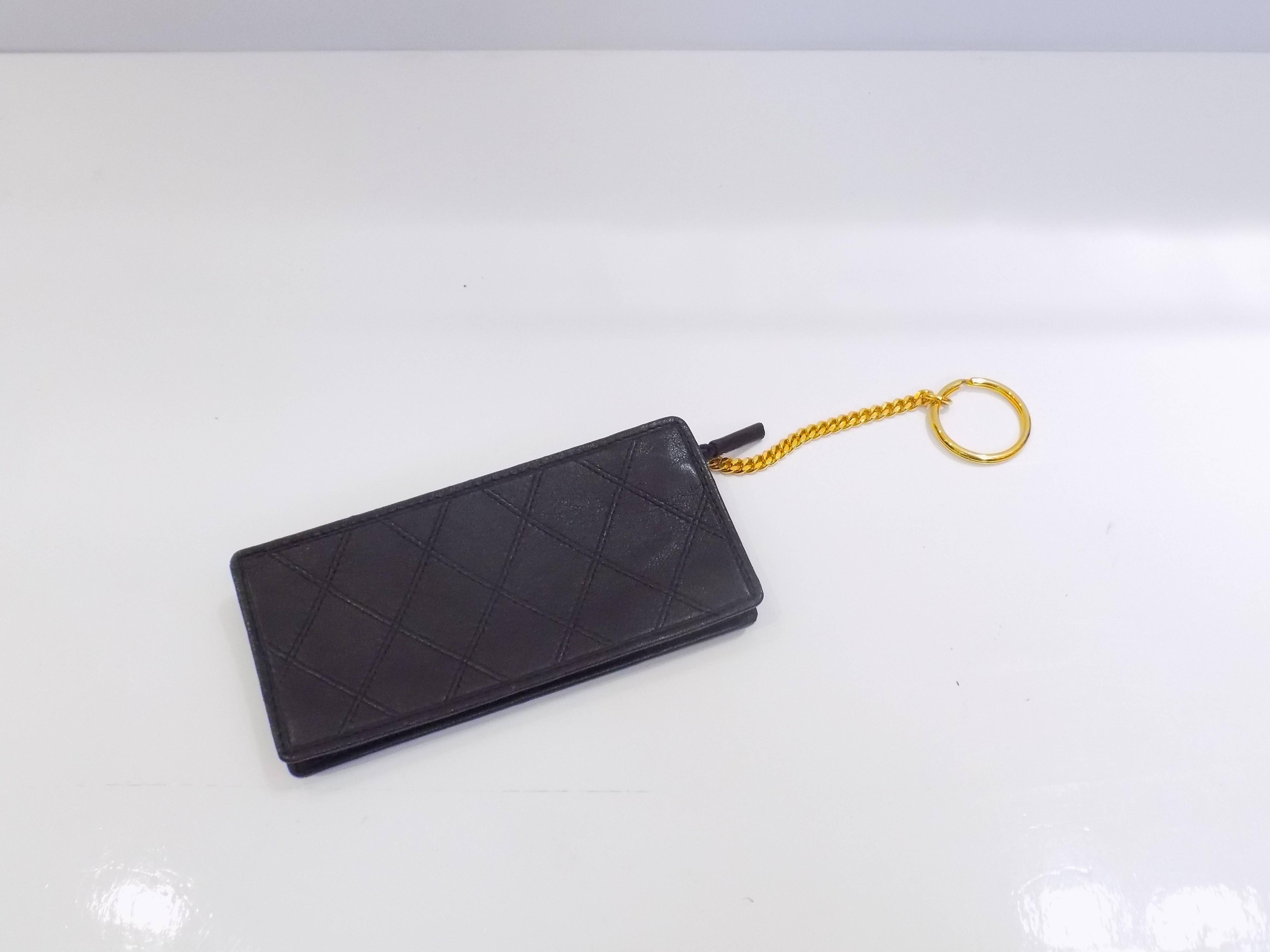 Chanel Black Leather Key Chain  