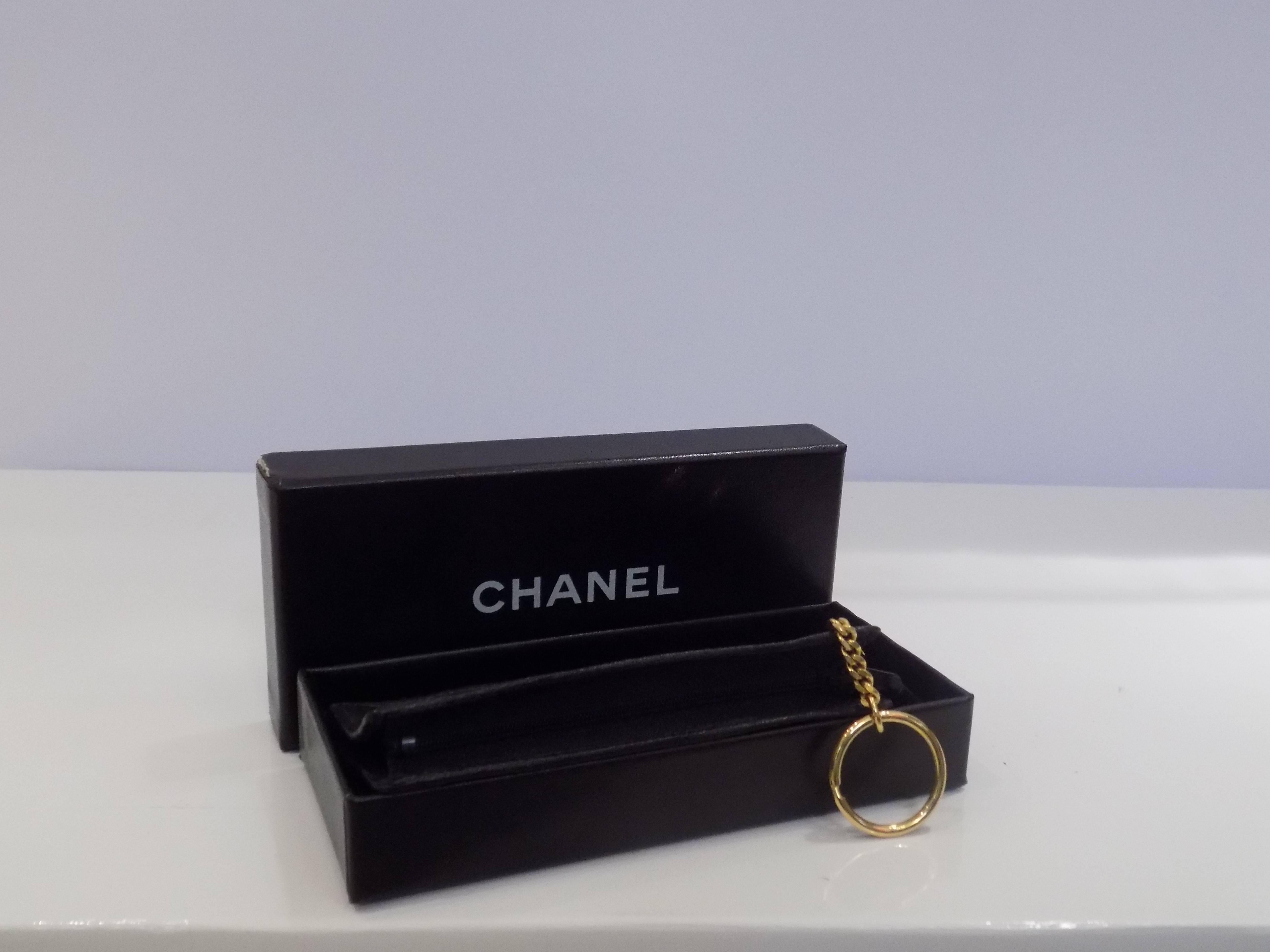 Chanel Black Leather Key Chain  In New Condition In Capri, IT