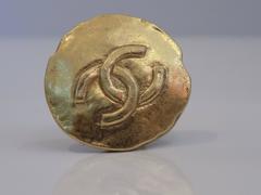 1970s Chanel Gold tone Flat Clip Earrings never used