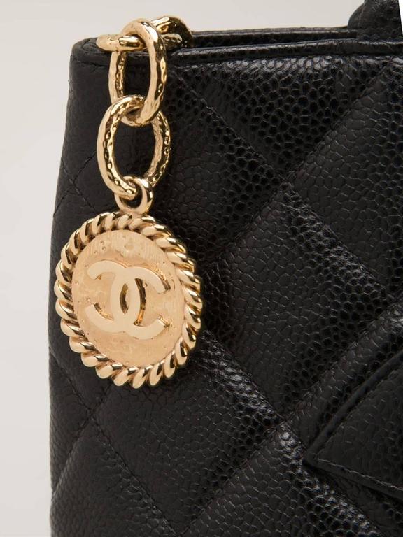 CHANEL Black Quilted Caviar Leather CC Medallion Tote Bag at 1stDibs