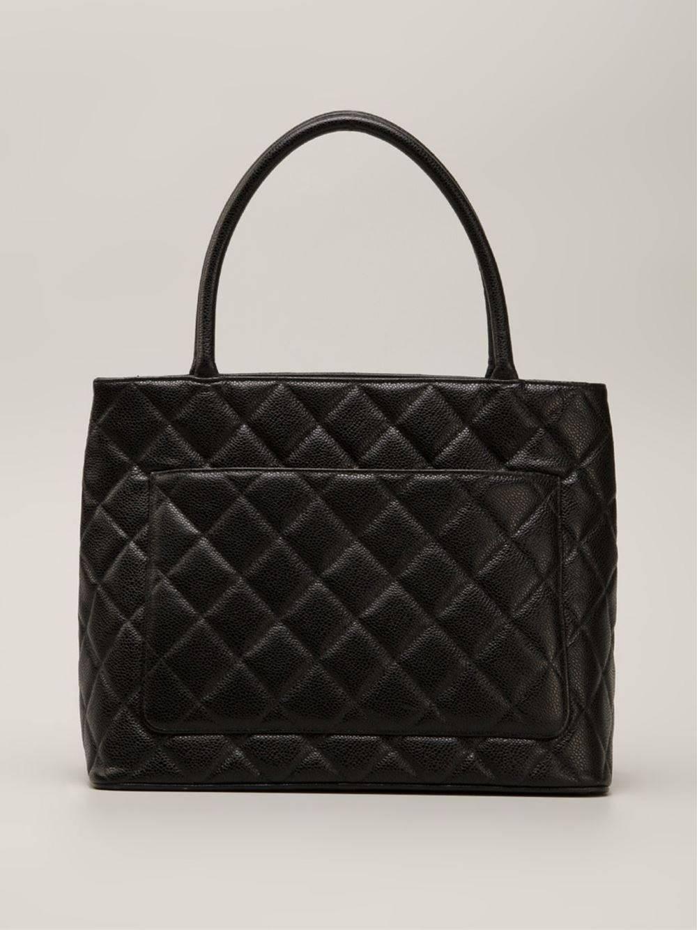 CHANEL Black Quilted Caviar Leather CC Medallion Tote Bag 1