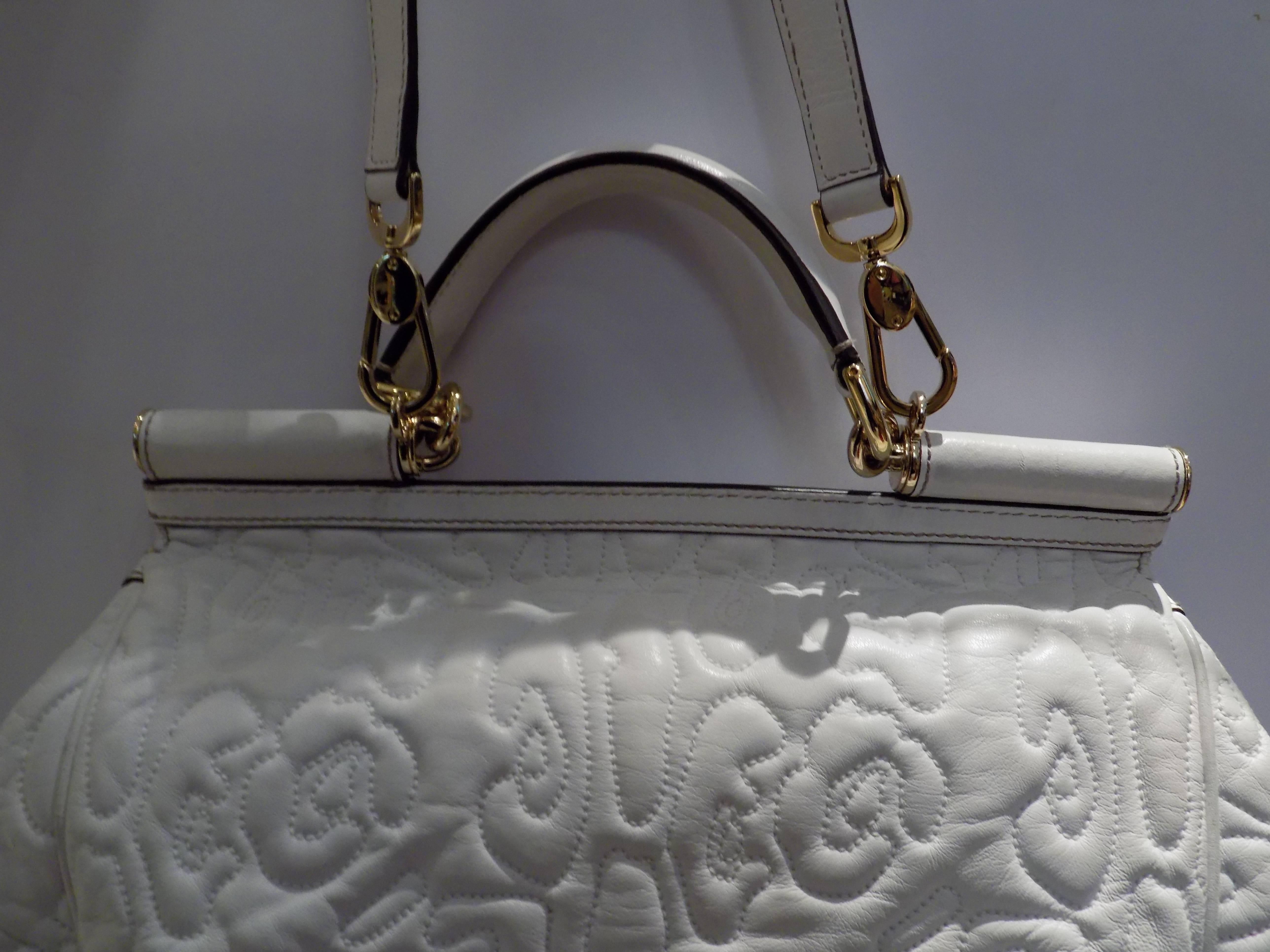 Women's Dolce & Gabbana Miss Sicily white leather bag