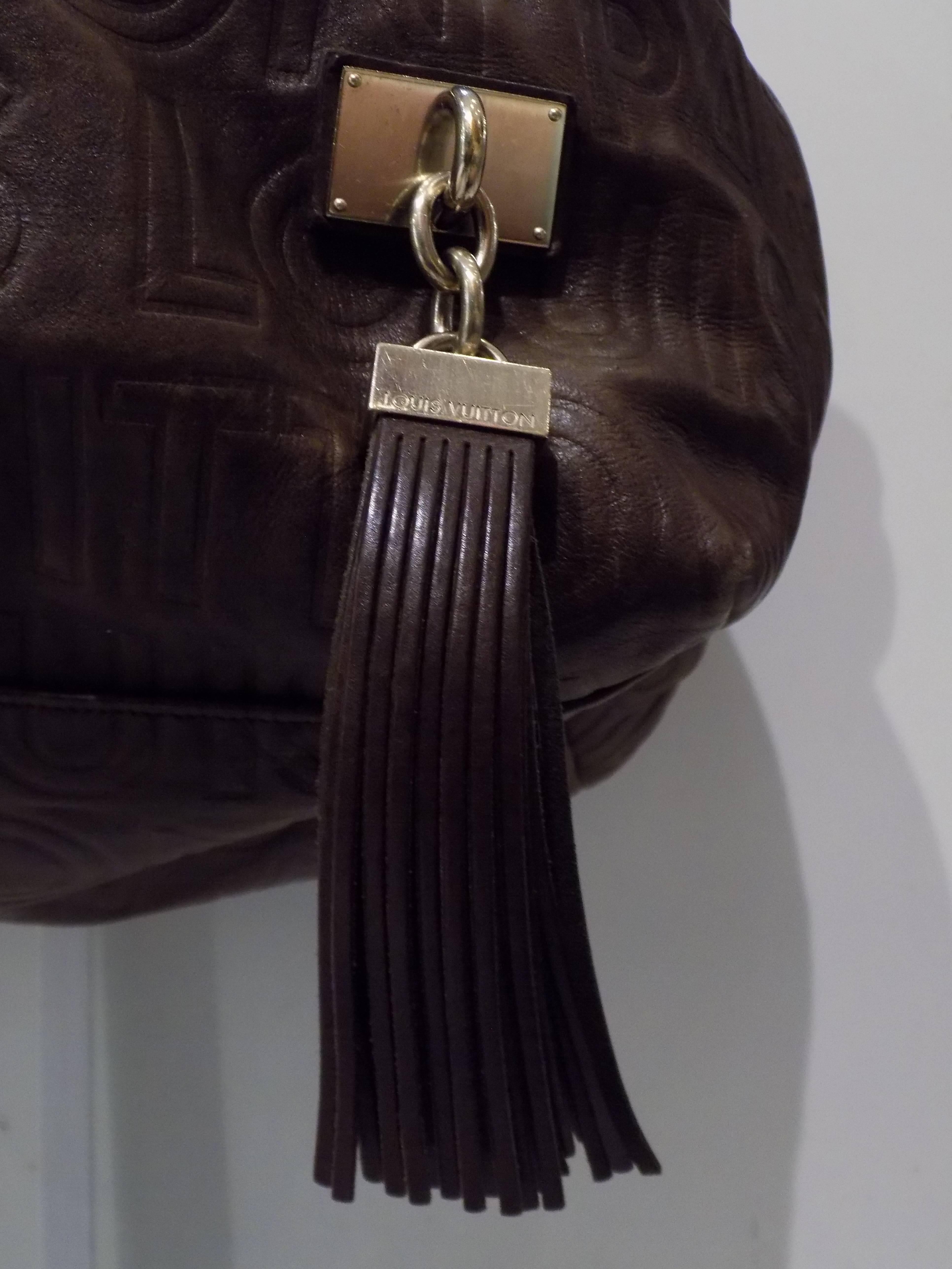 Black Louis Vuitton Brown Leather Bag