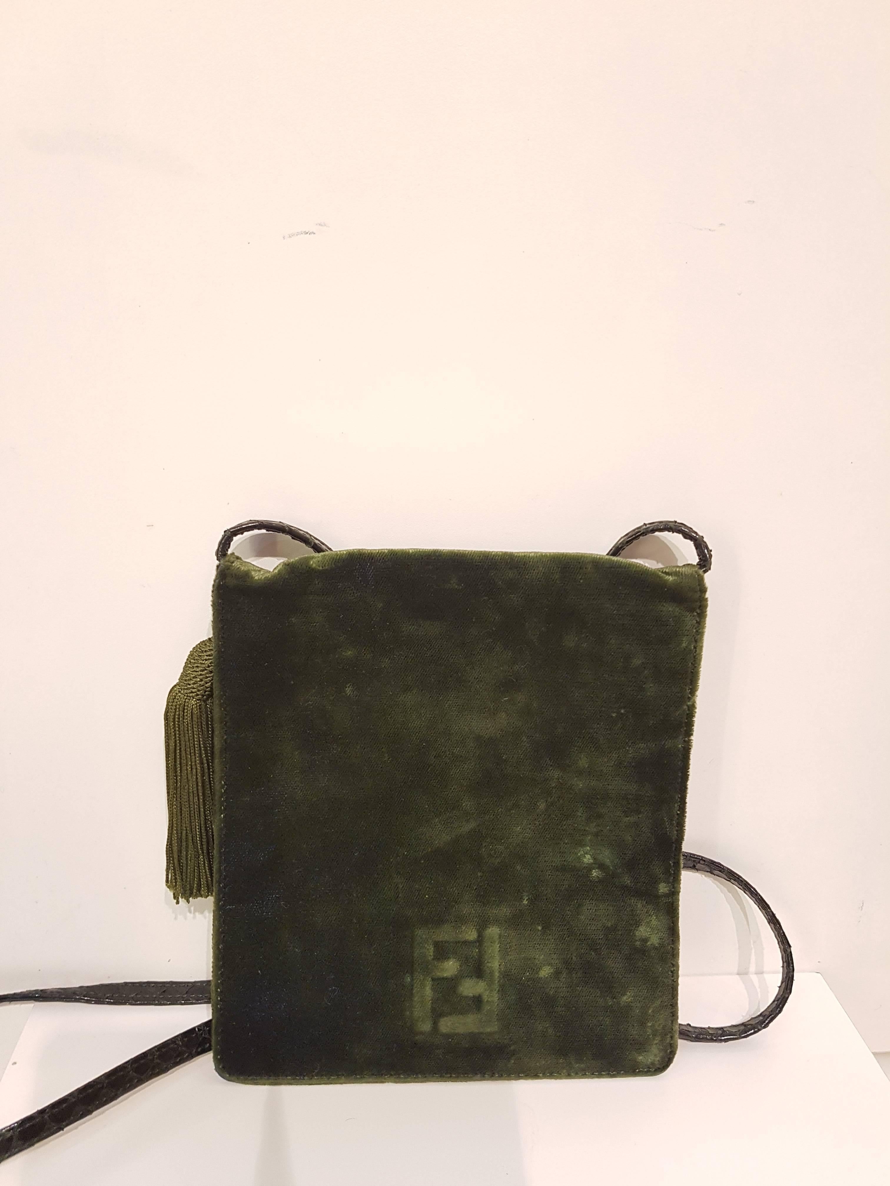 fendi green suede bag