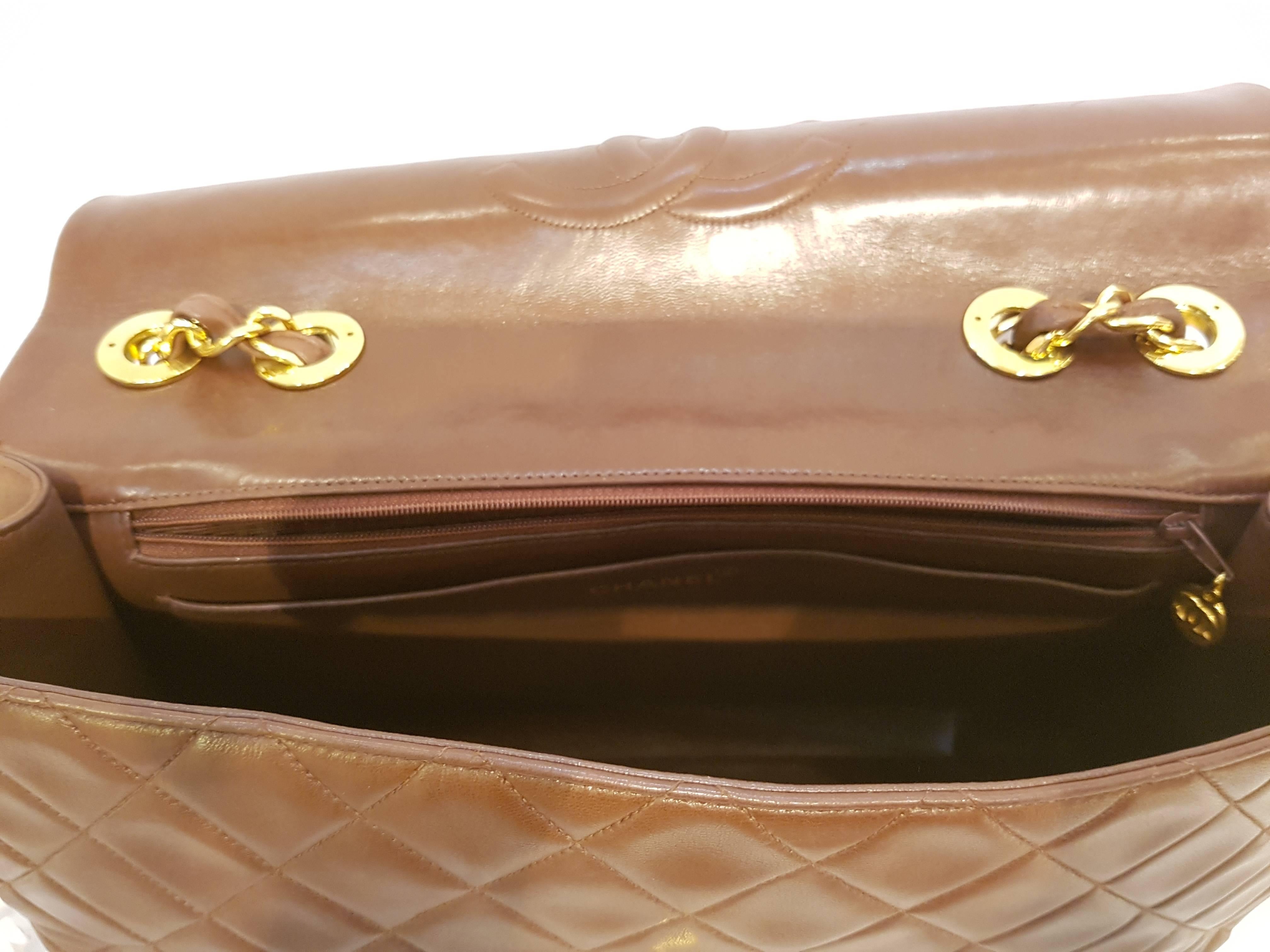 Women's 1980s Chanel Brown Leather Maxi Jumbo Shoulder Bag