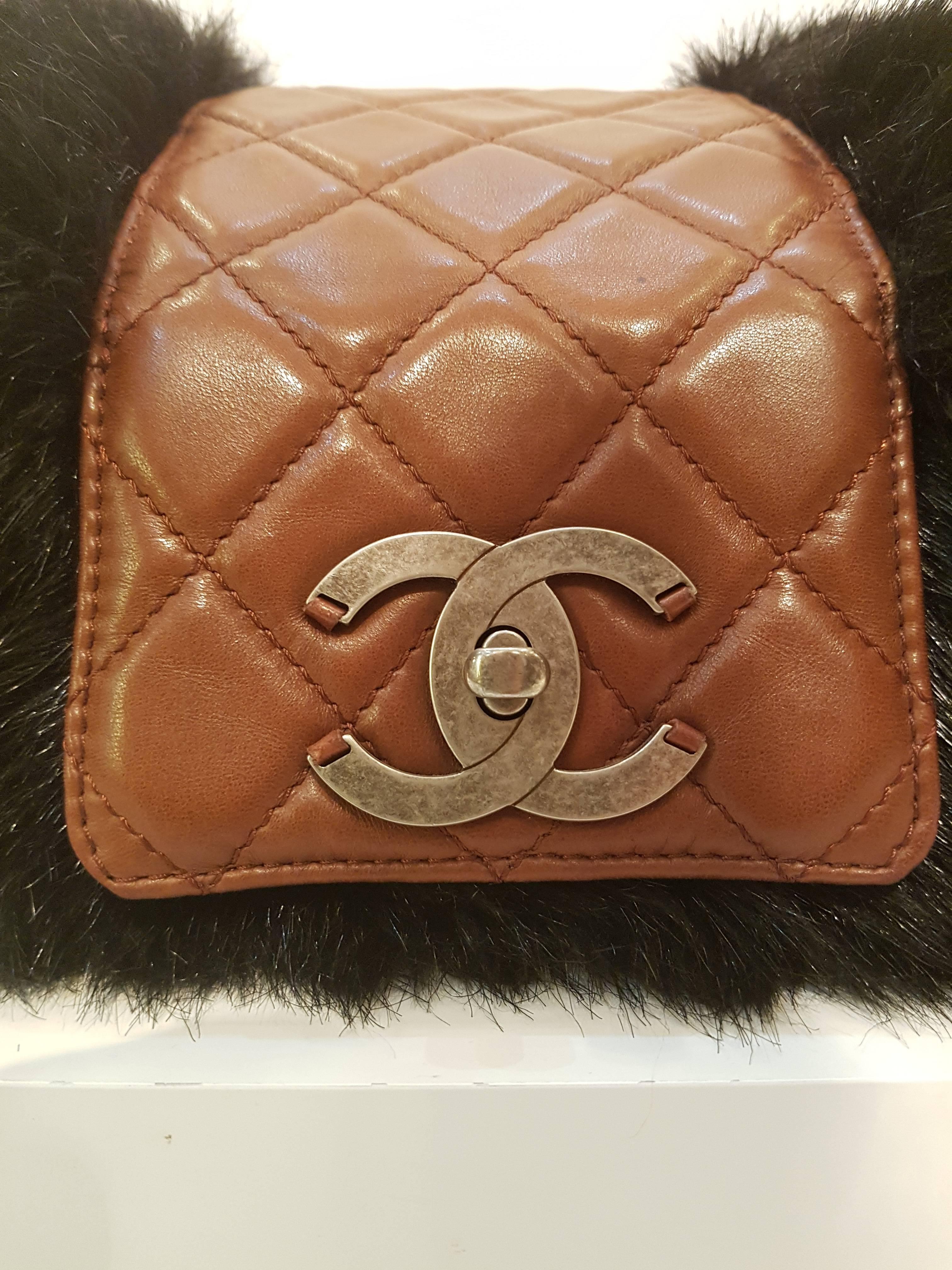 Black Chanel Fantasy eco fur bag 