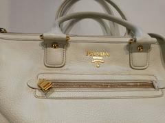 2000s  Prada Cream leather gold hardware shoulder bag