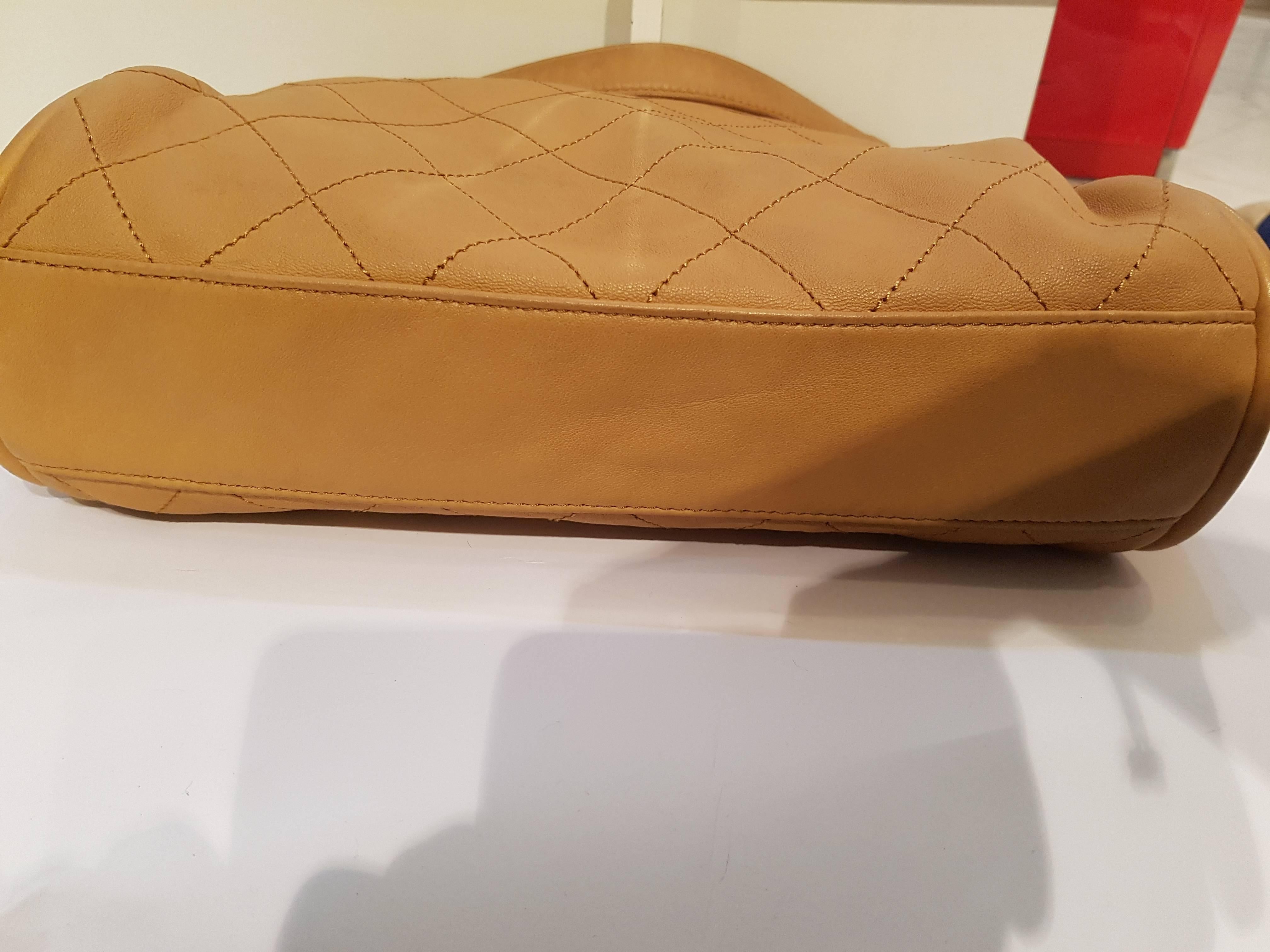 1990s Chanel powder tone Lambskin leather shoulder bag 1