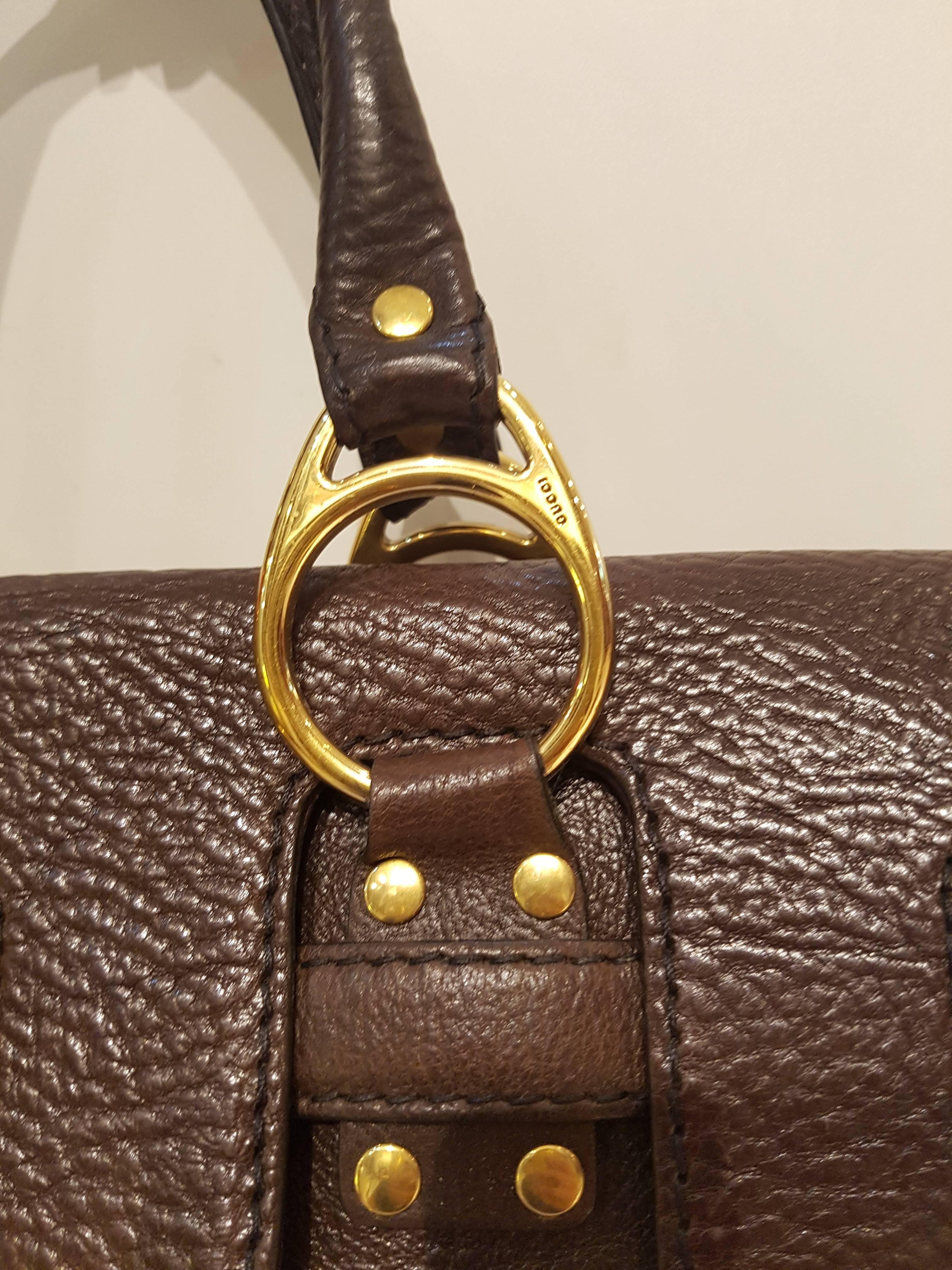 Gucci Limited Edition Crystal Collection monogram varnish leather bag with studs and brown leather