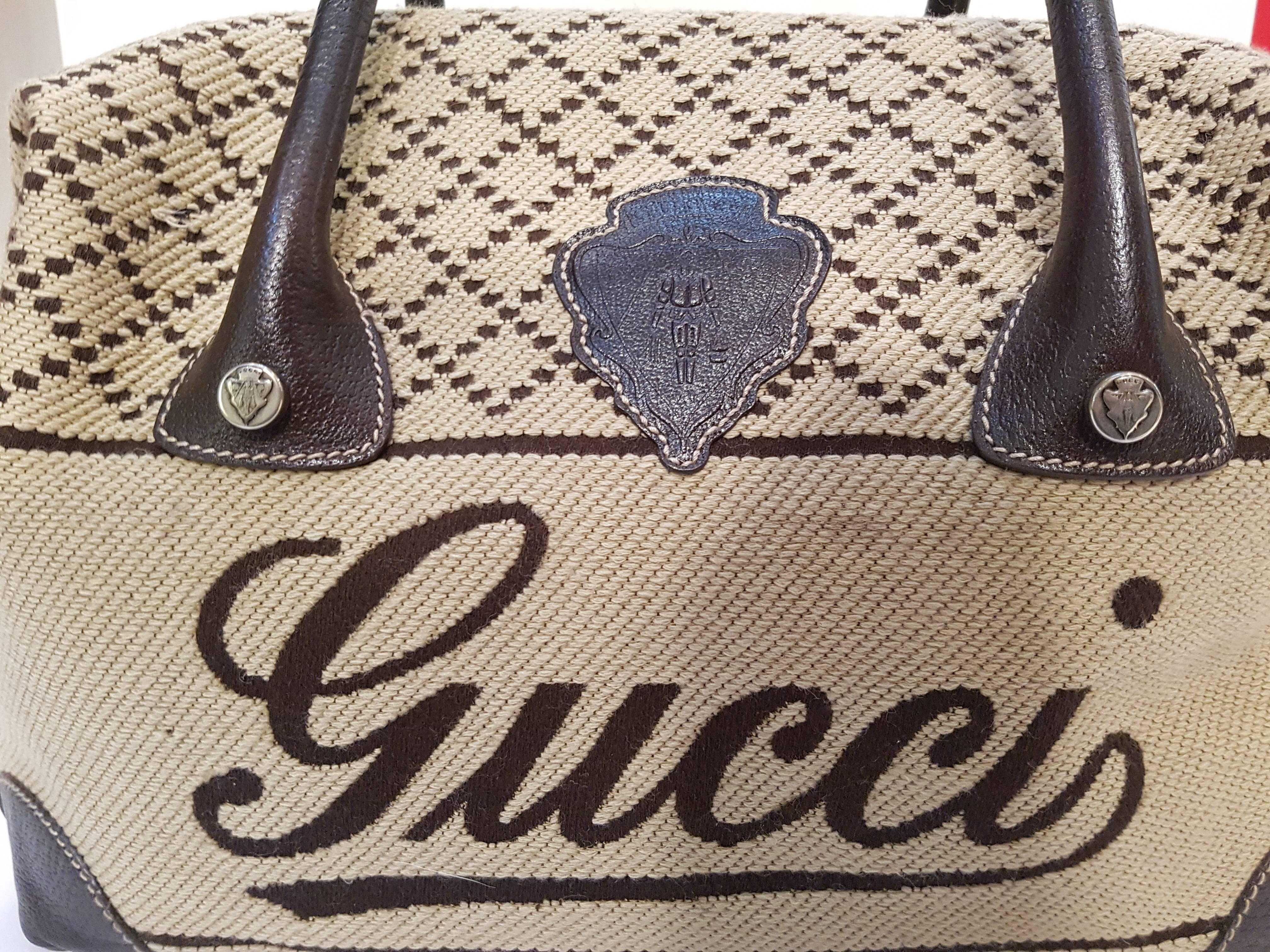 Gucci Brown Wool knit bag
brown logo and brown leather
silver tone hardware