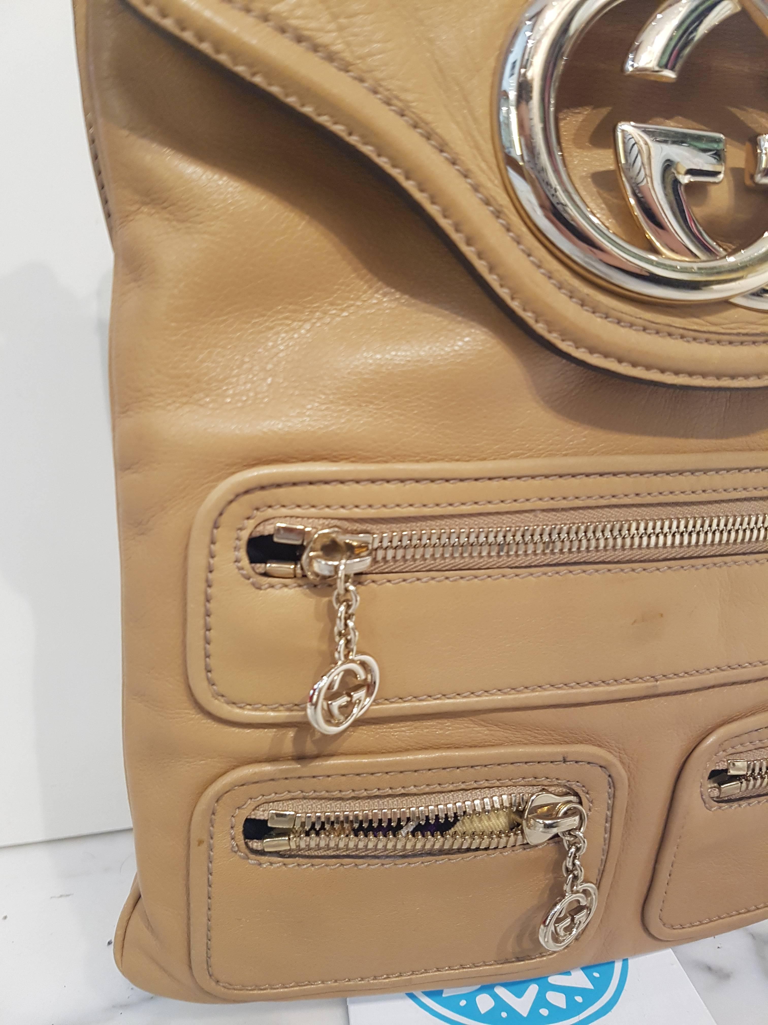 Brown Gucci Beije Britt messanger leather bag