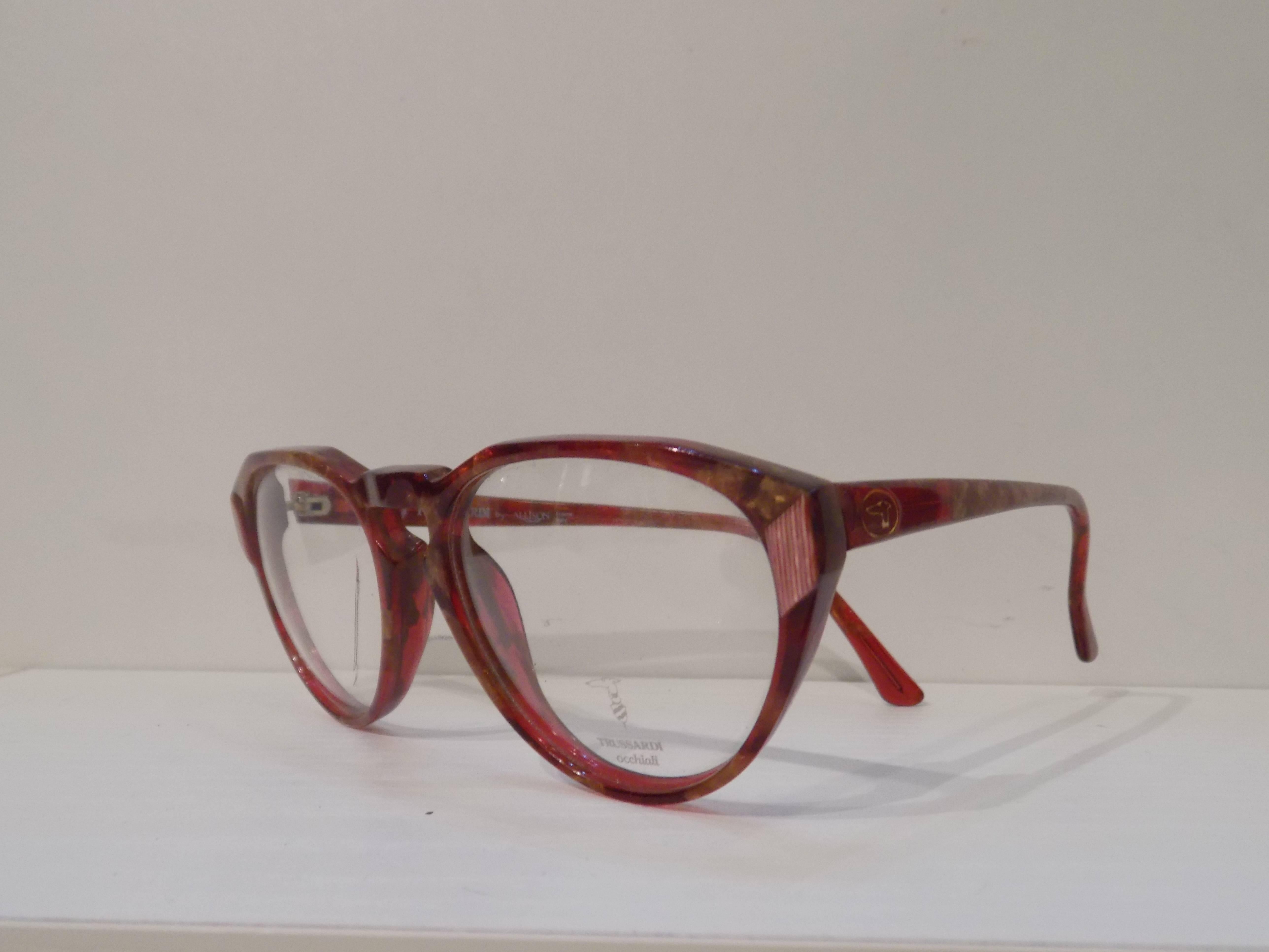 1990s Trussardi brown glasses frame In New Condition In Capri, IT