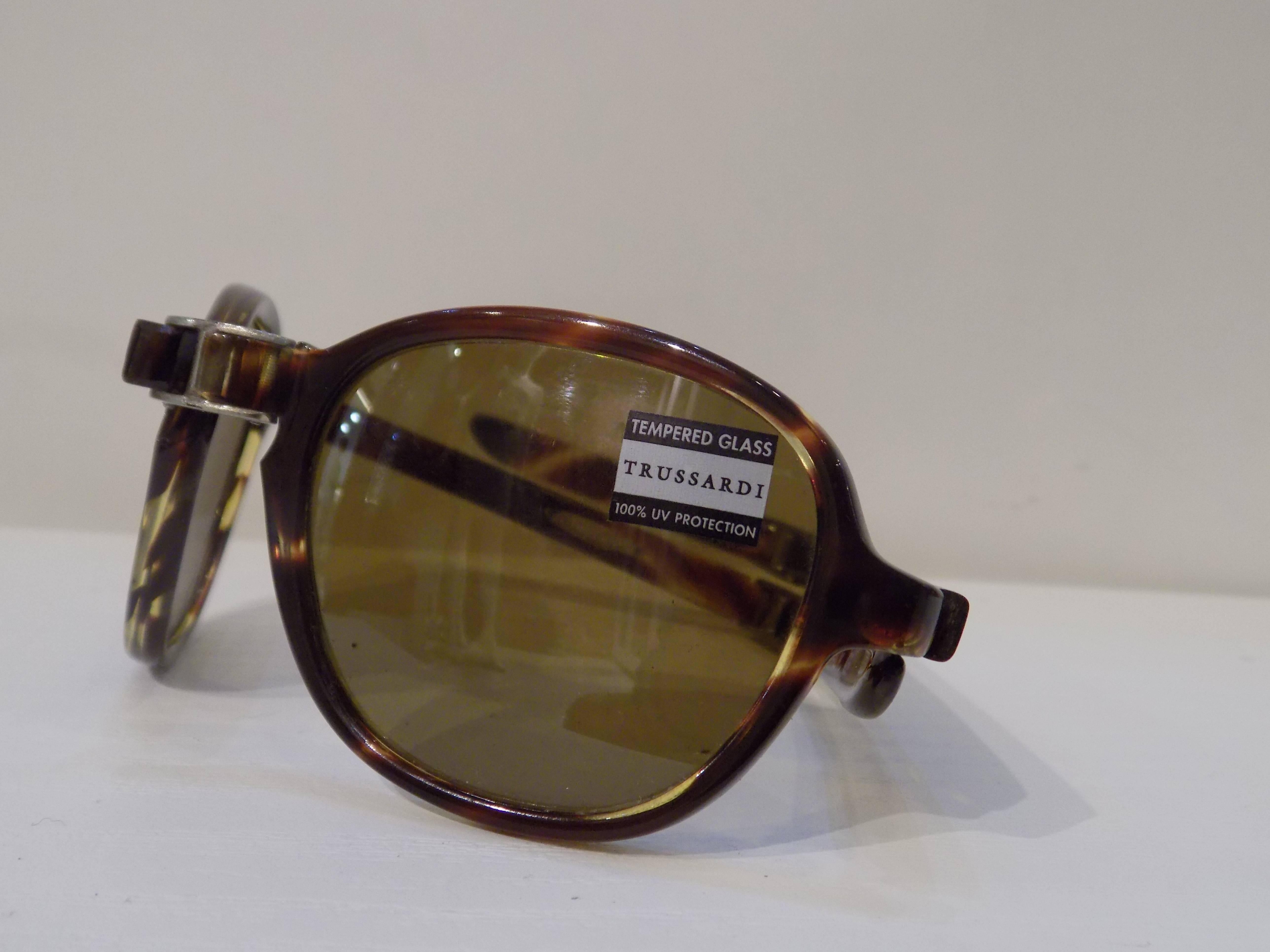 Brown 1980s Trussardi frame- glasses