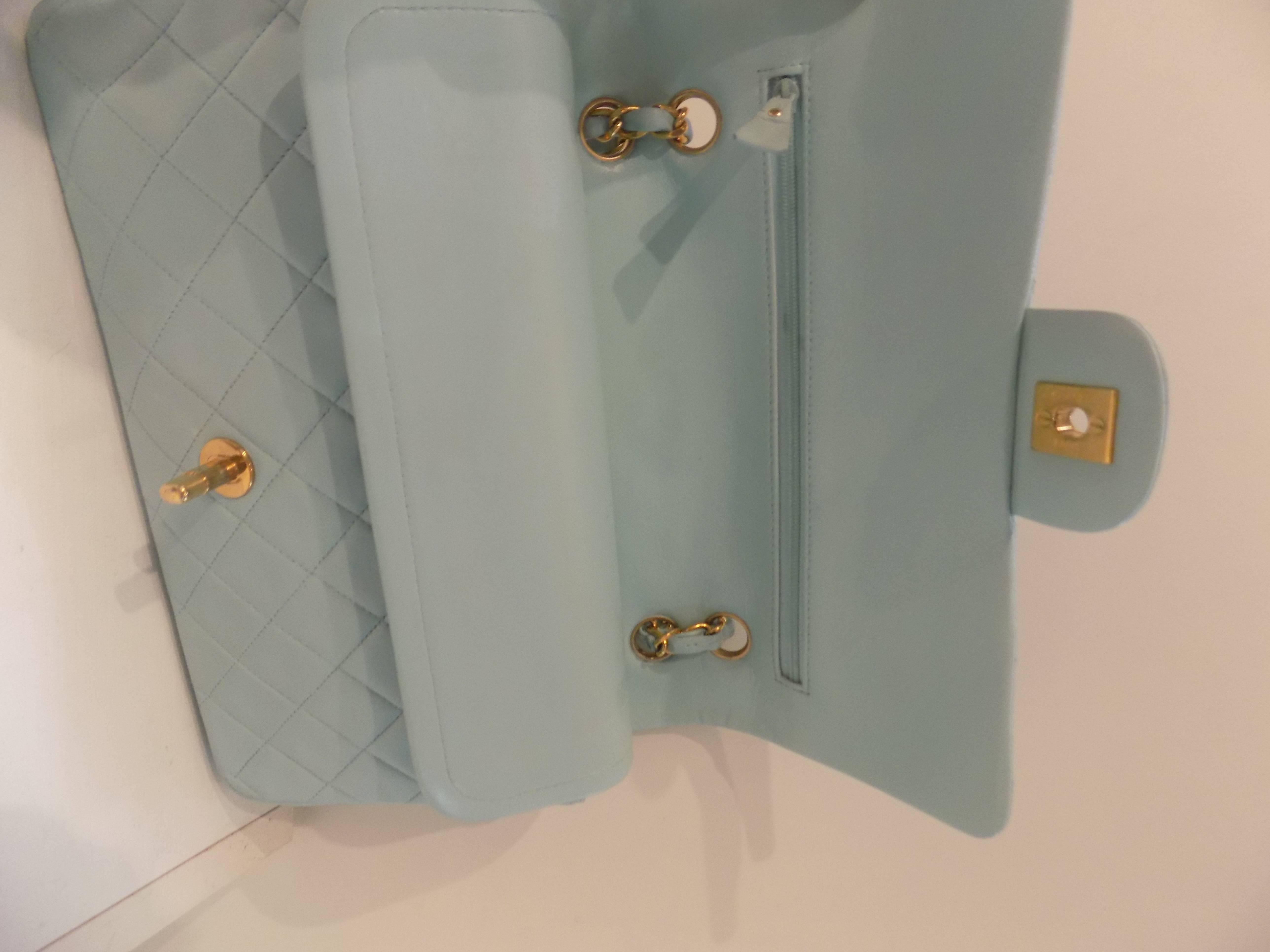 Chanel Light Blue 2.55 Leather Bag Gold Tone hardware