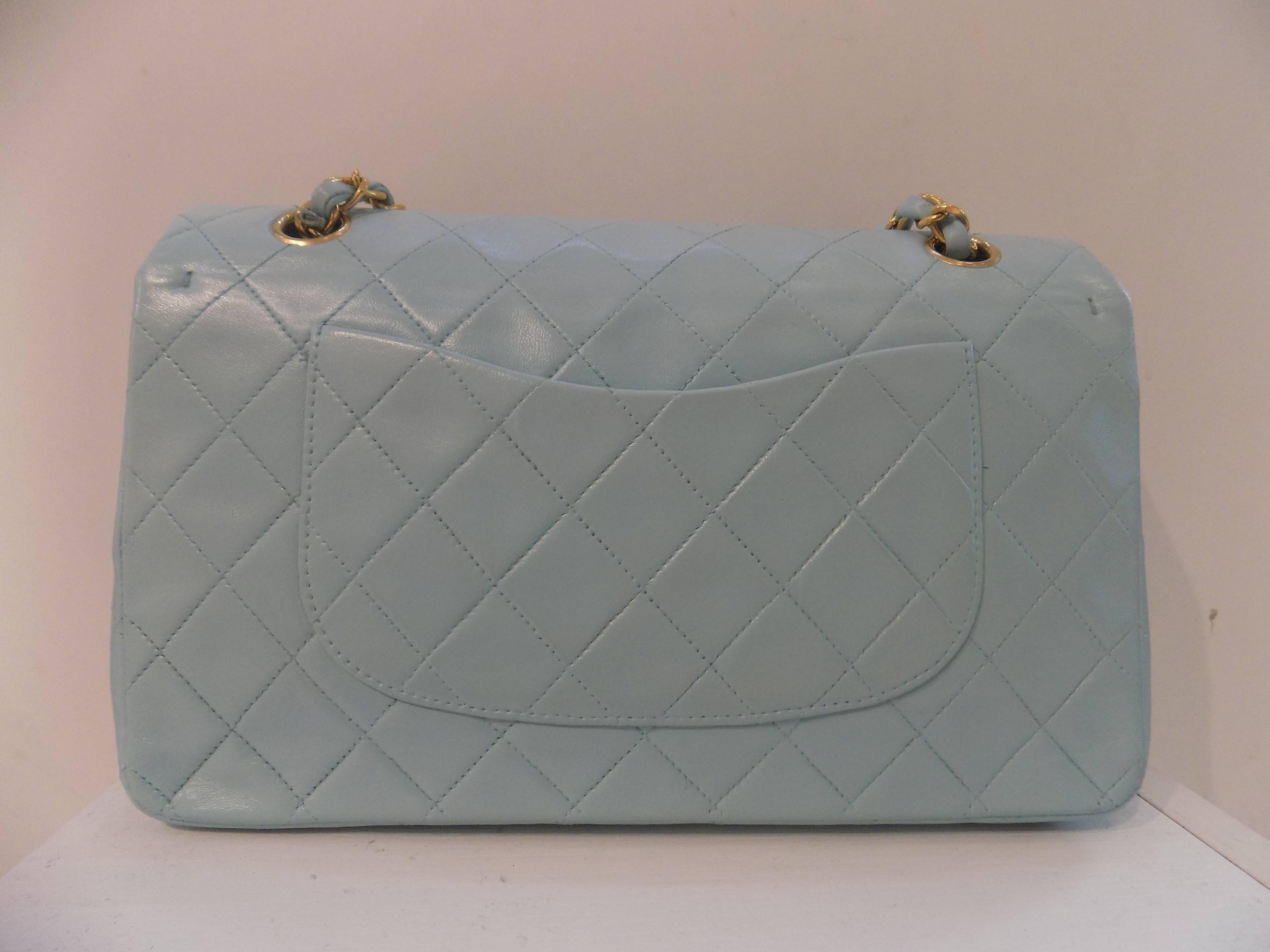 Gray Chanel Light Blue 2.55 Leather Bag