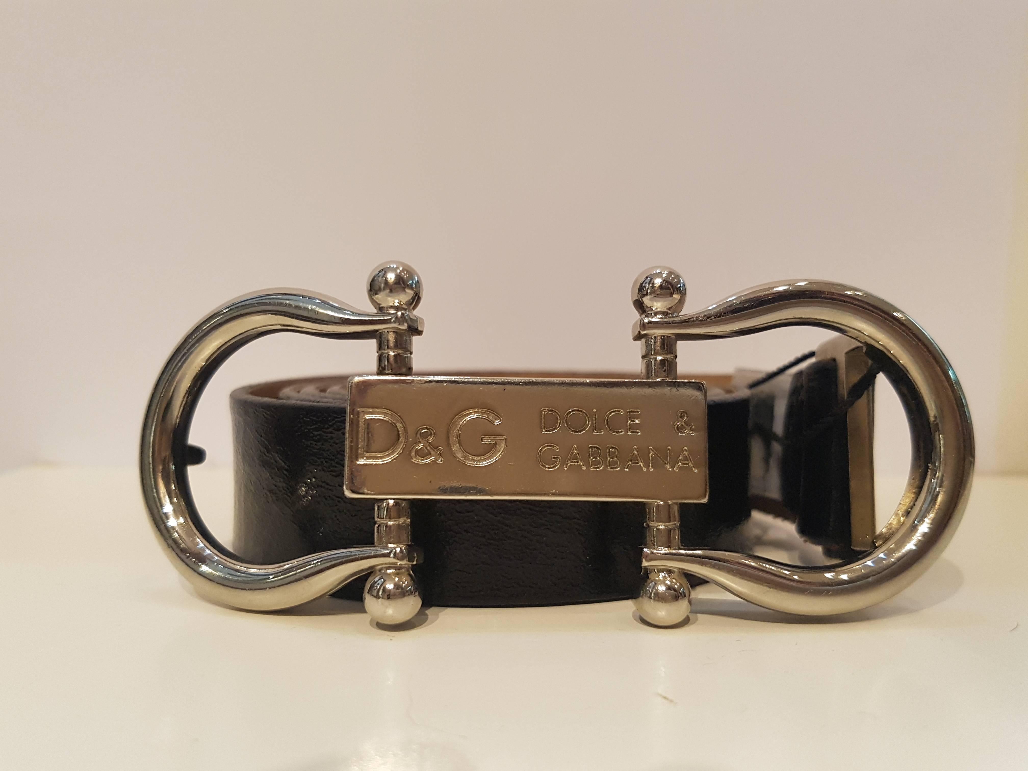  Dolce & Gabbana Black leather belt with silver hardware