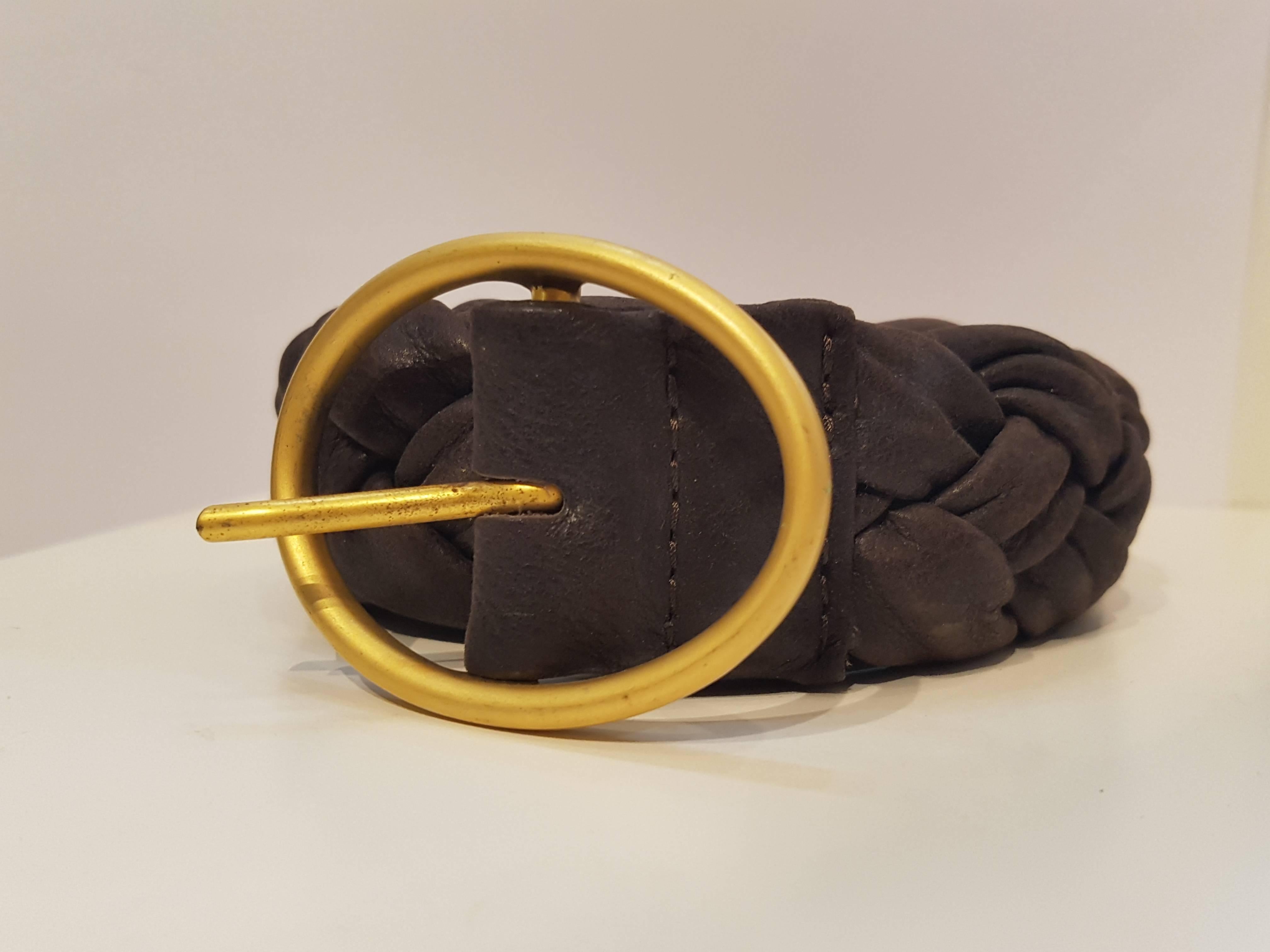 Black Orciani Brown leather vintage belt For Sale