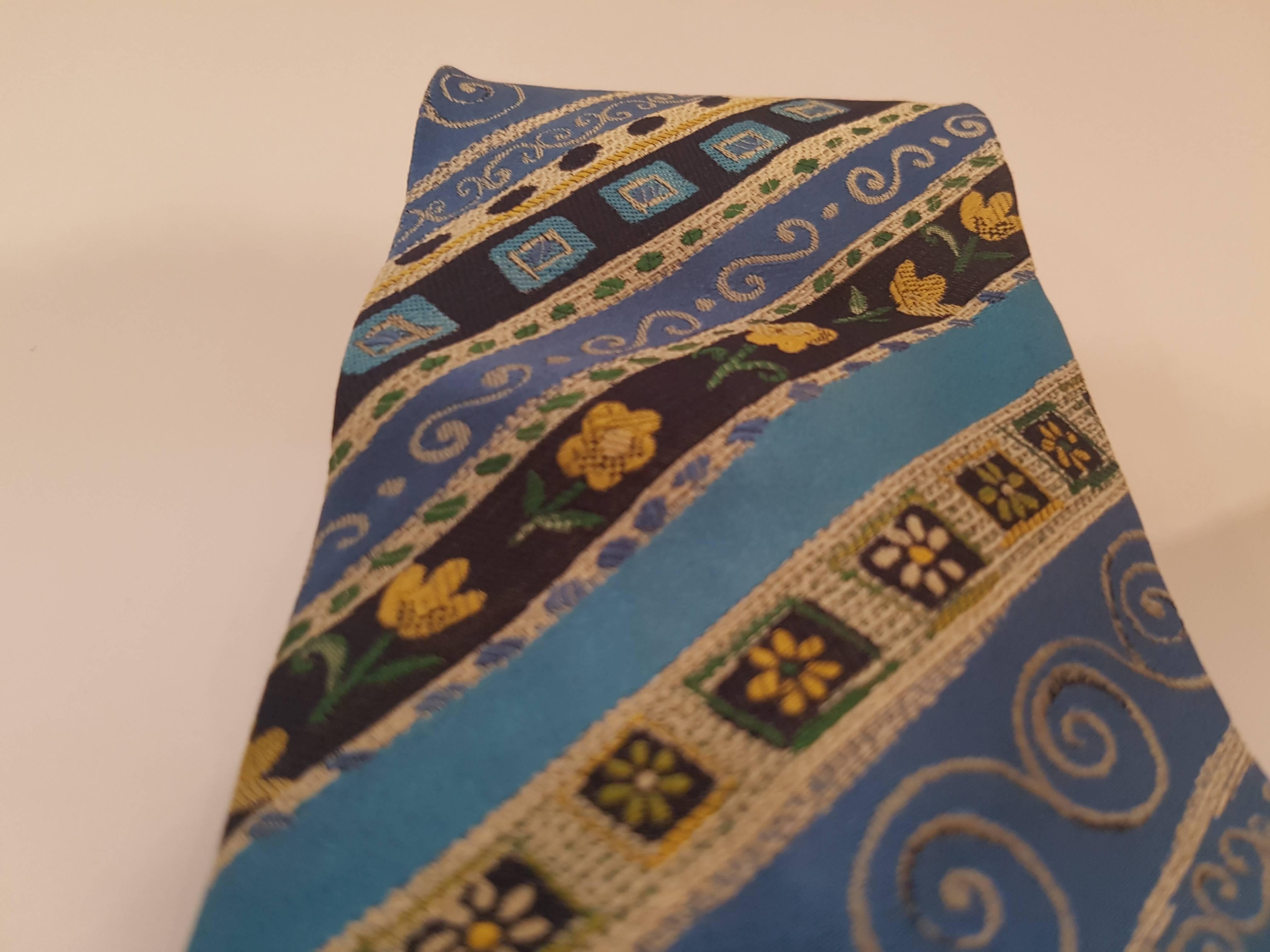 Kenzo multicolour blu vintage tie In Excellent Condition In Capri, IT