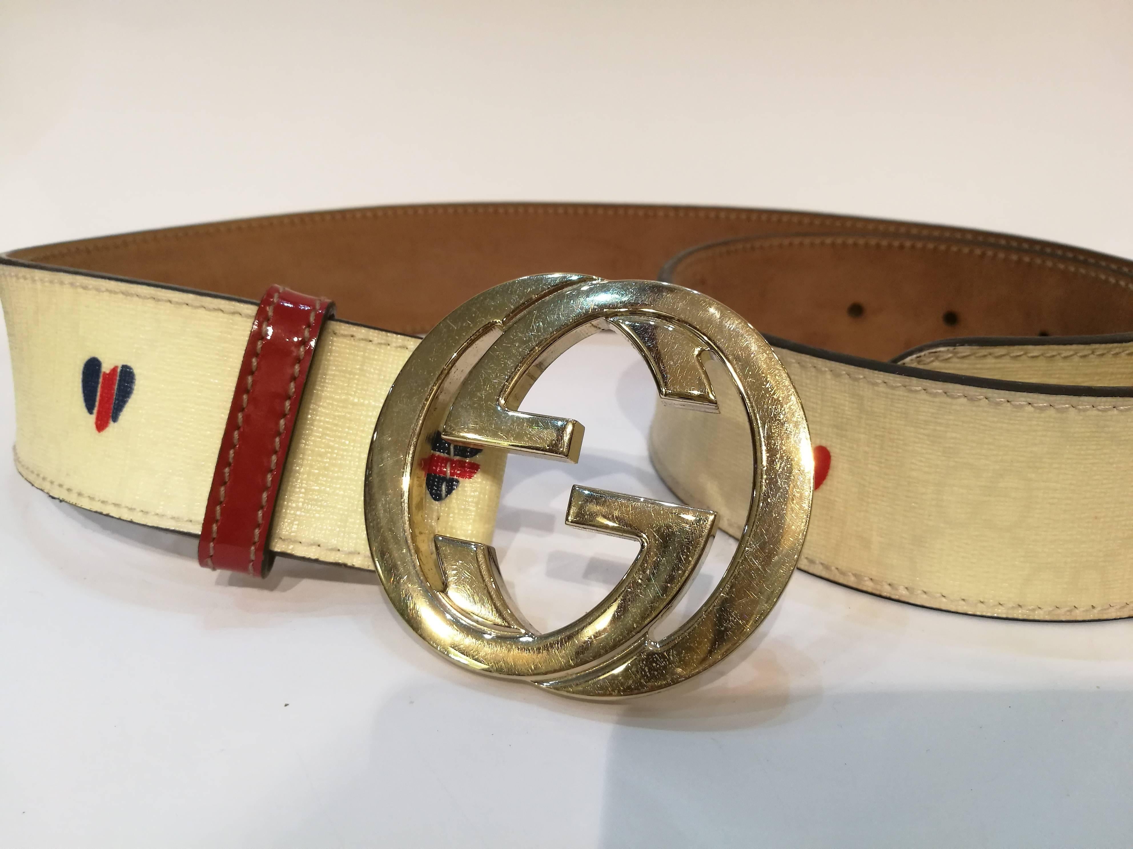 Women's or Men's Gucci Gold tone GG Beije leather belt