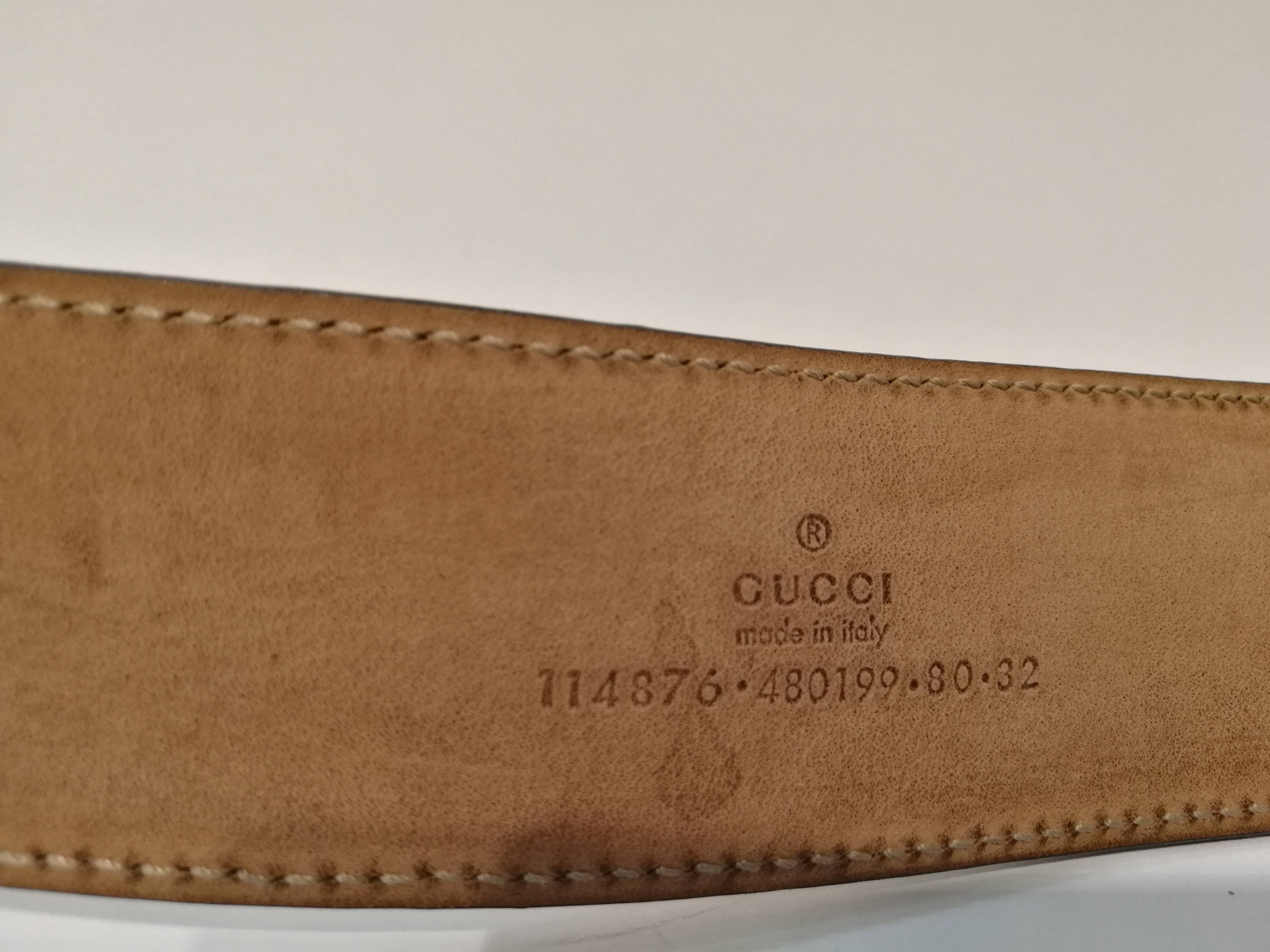 Gucci Gold tone GG Beije leather belt 1