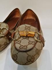 Gucci Brown Monogram Loafer Bamboo chain collection