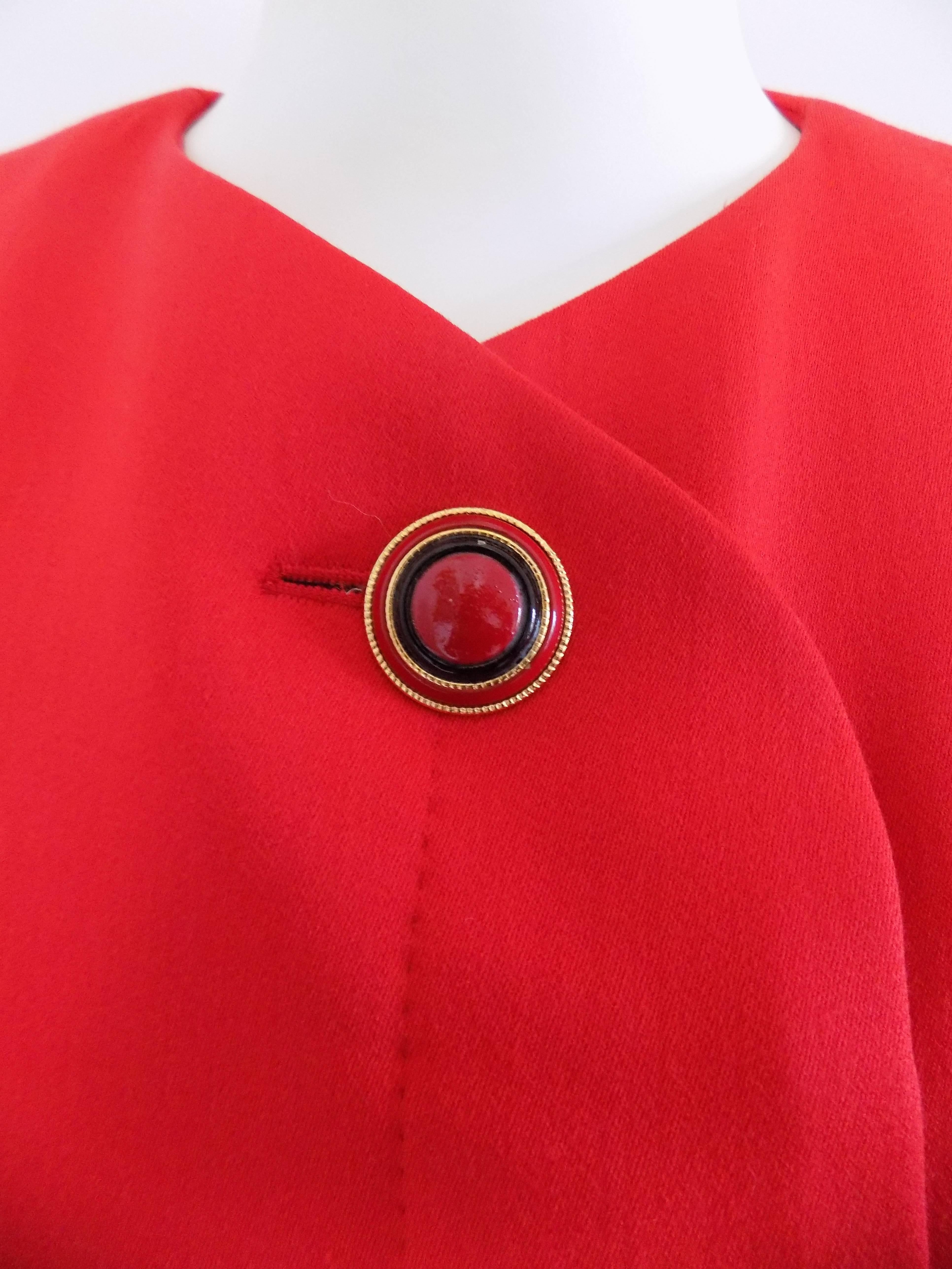 Red 1990s Gianni Versace Wool Suit Tailleur