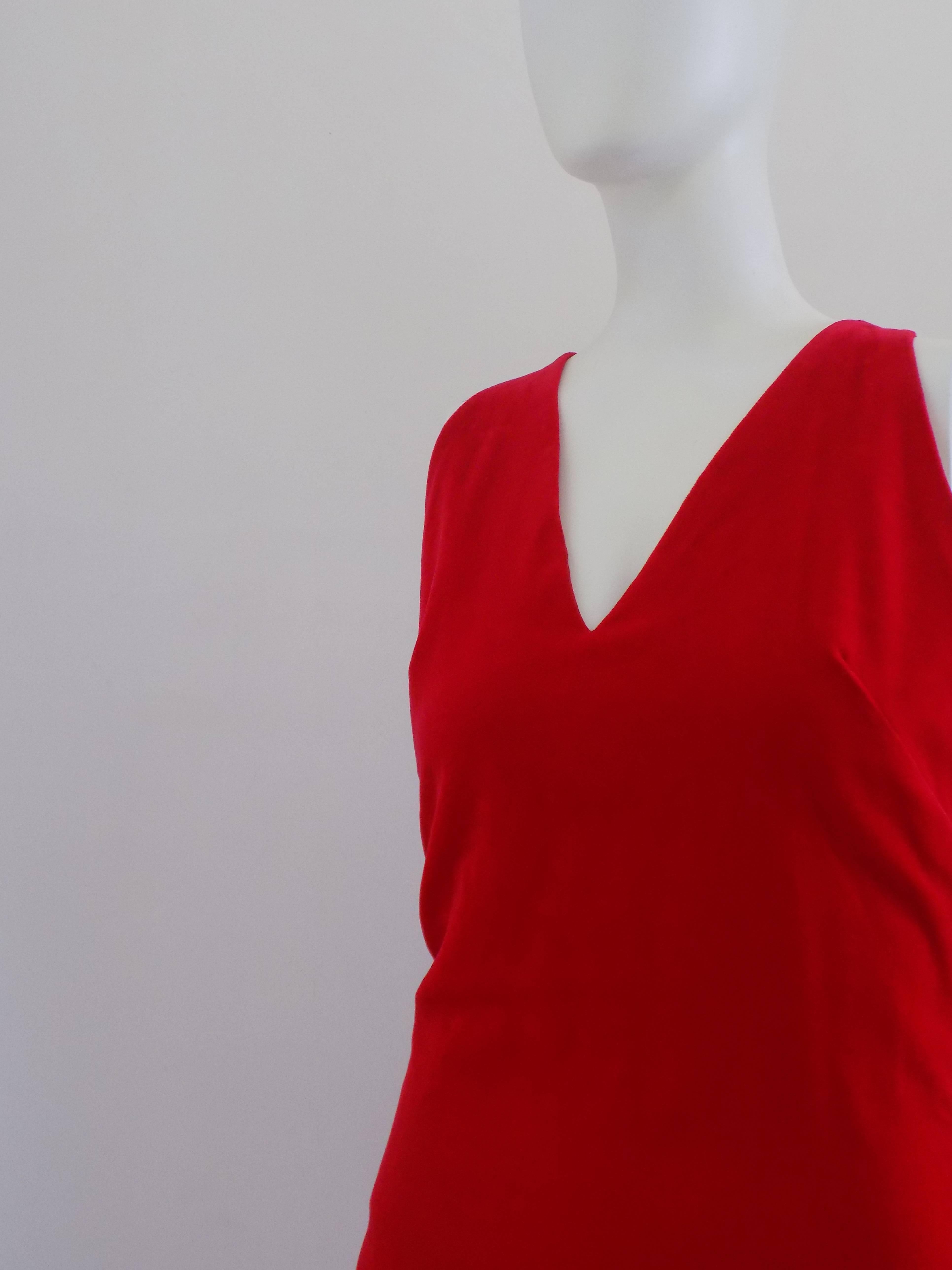 1980s Red Velvet Memi Dress In Excellent Condition In Capri, IT